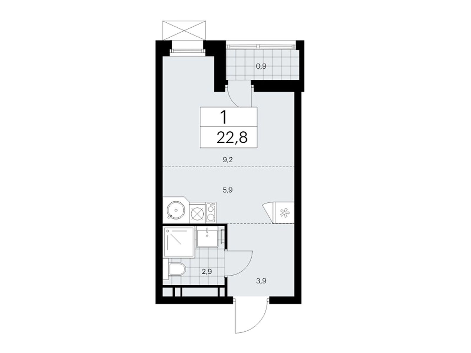 22.8 кв.м, ЖК «Скандинавия»