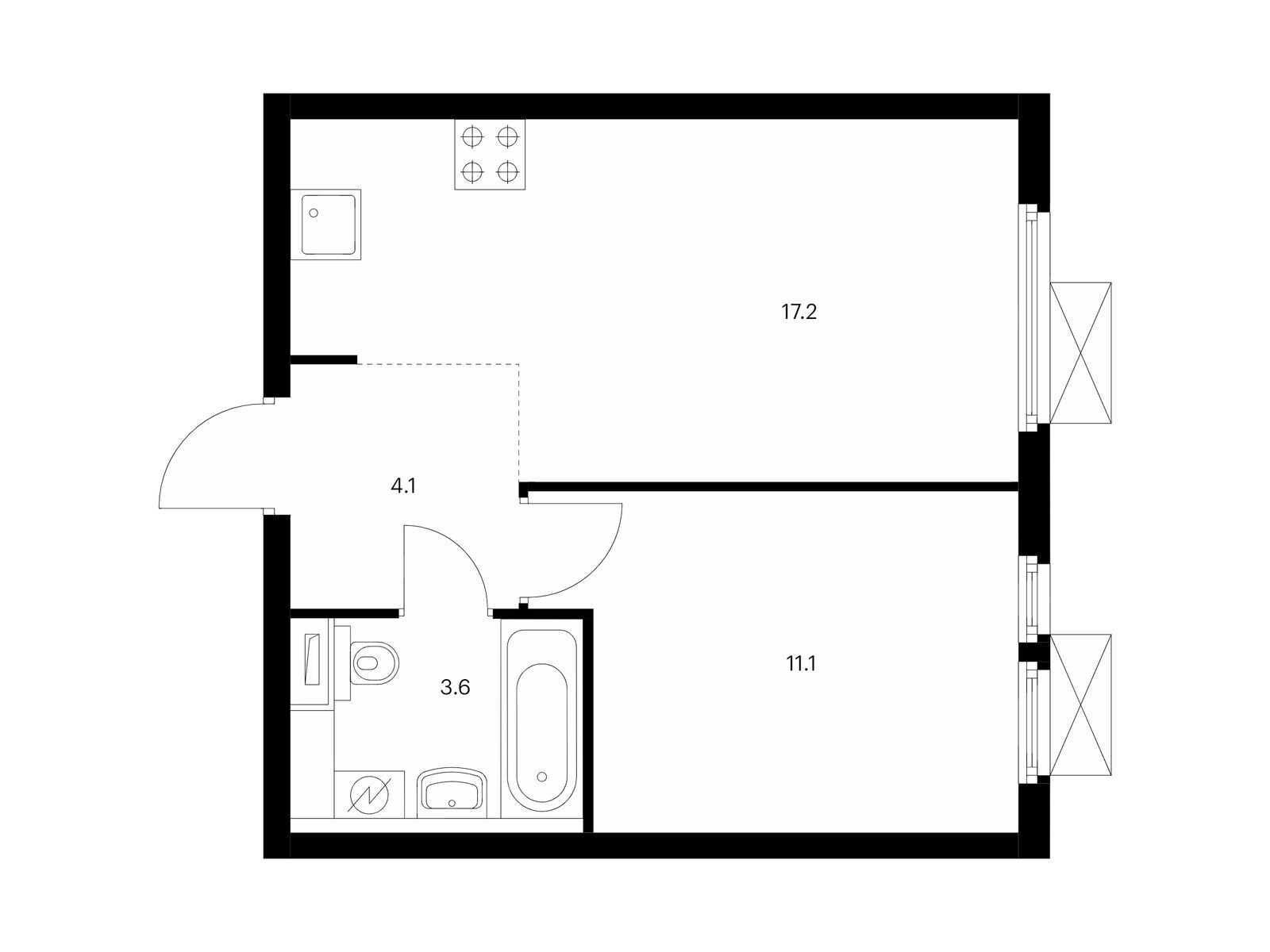 1-комнатная квартира, 36 кв.м, Митинский лес