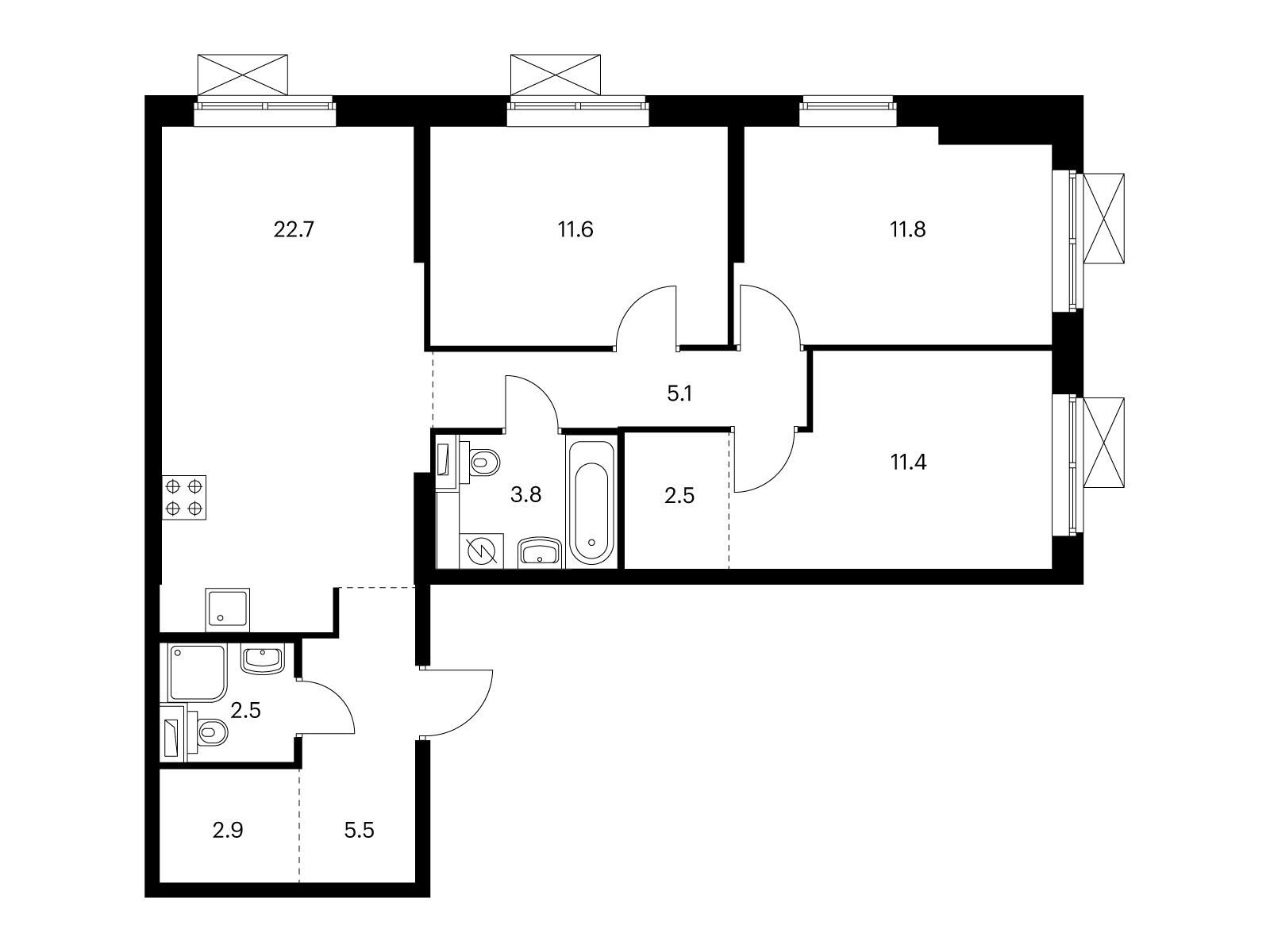 3-комнатная квартира, 79.8 кв.м, Одинцово-1
