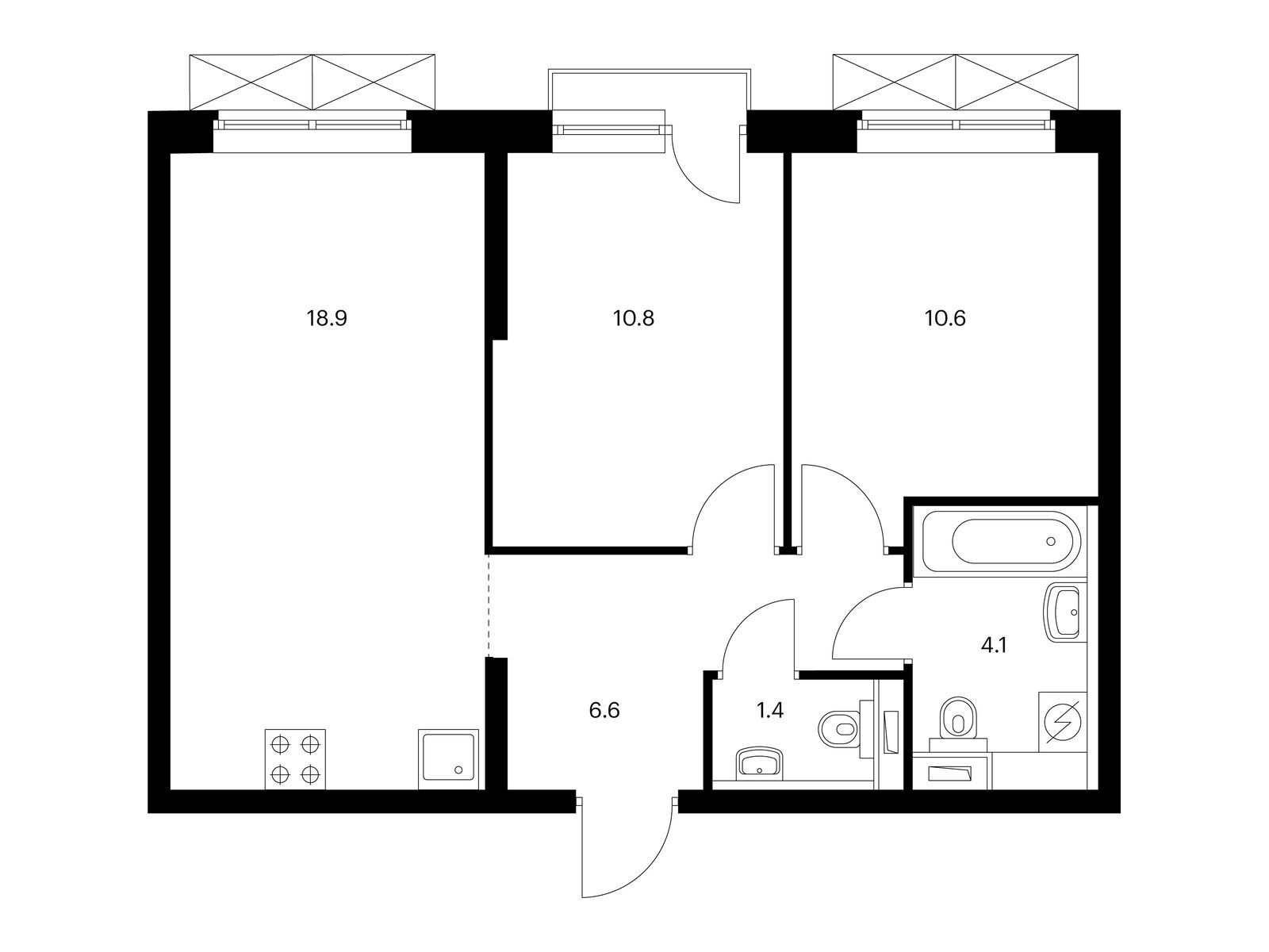 2-комнатная квартира, 52.4 кв.м, Новое Очаково 2-комнатная квартира, 52.4 кв.м, Новое Очаково