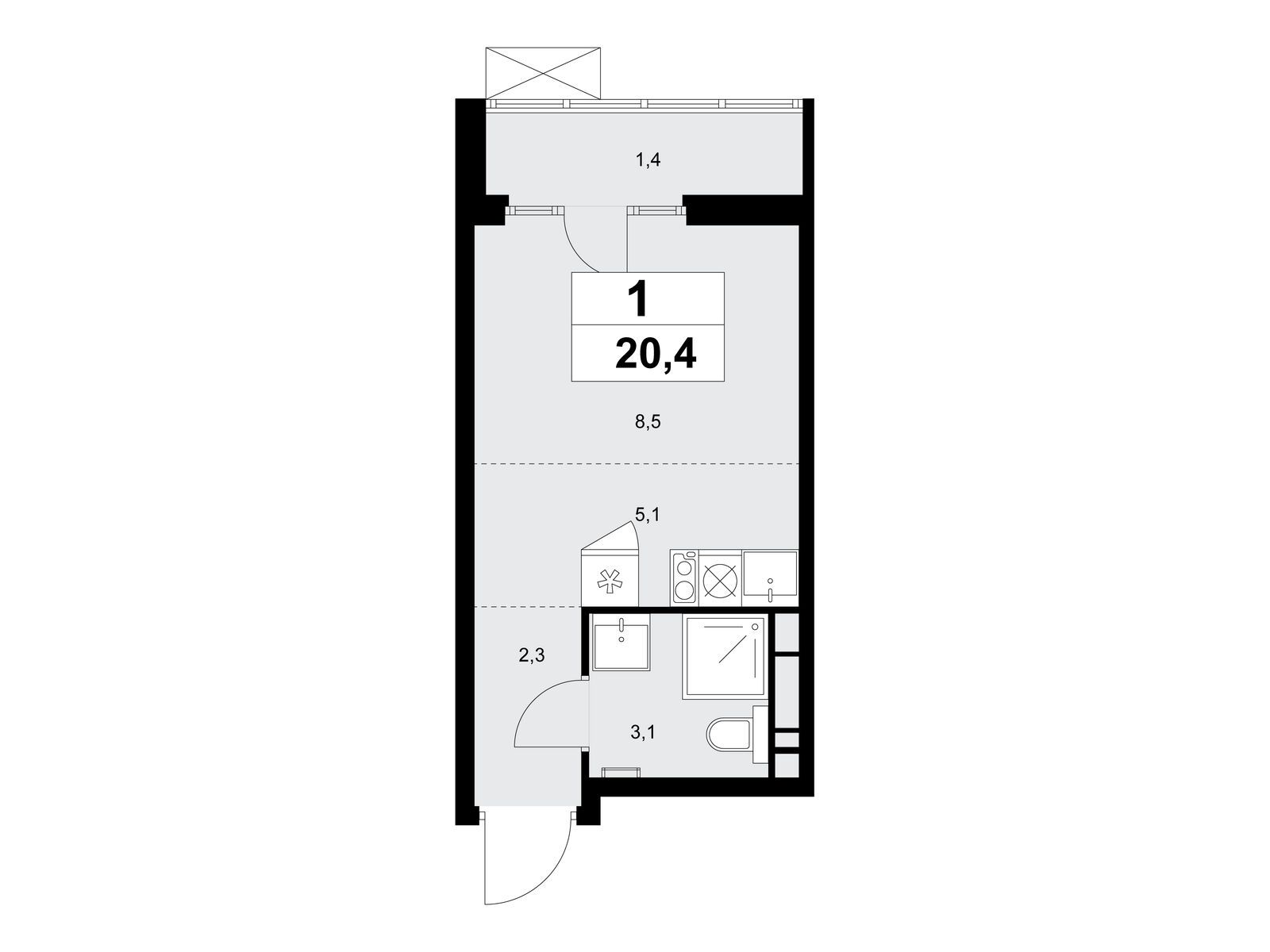 студия, 20.4 м2, ЖК «Деснаречье» студия, 20.4 м2, ЖК «Деснаречье»