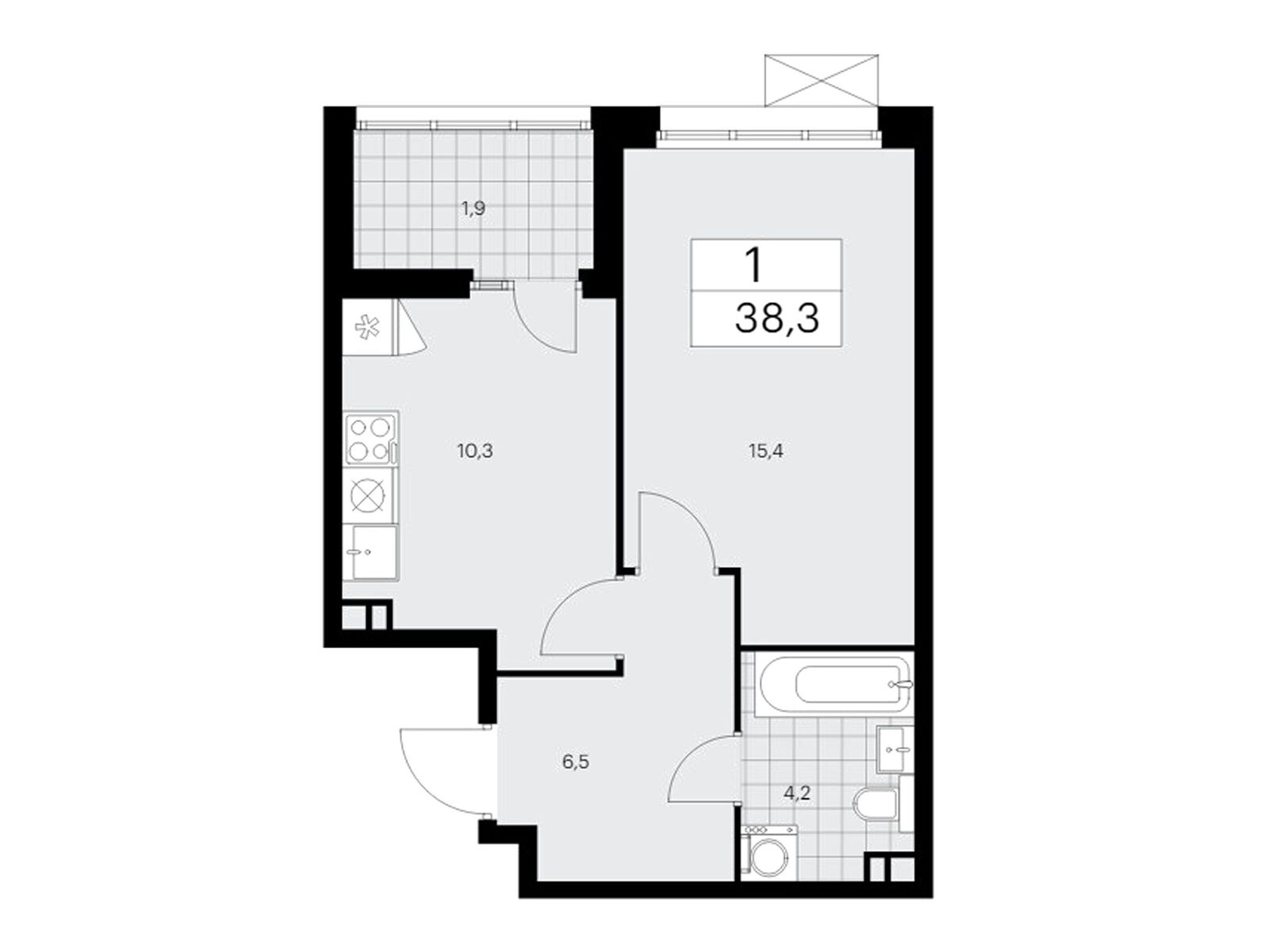 1-комнатная квартира, 38.1 кв.м, ЖК «Деснаречье»