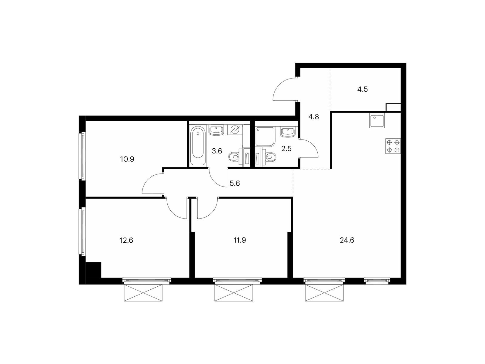 3-комнатная квартира, 81 кв.м, Митинский лес