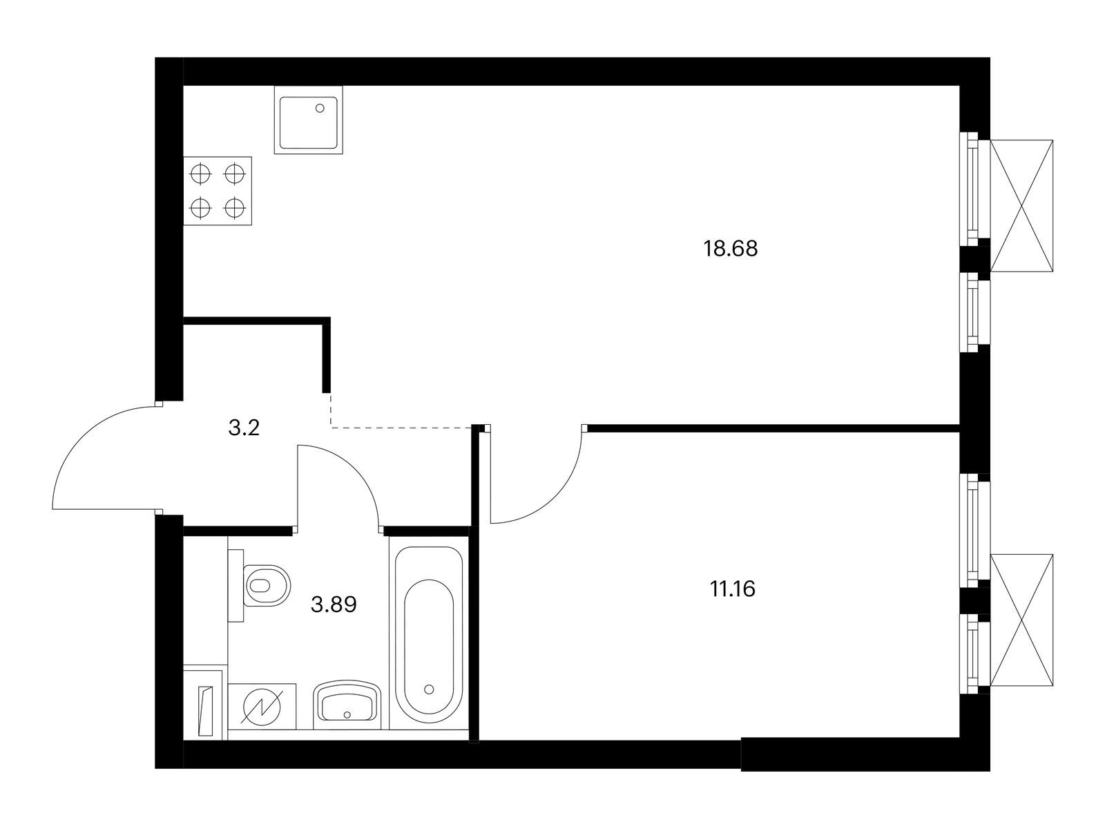 1-комнатная квартира, 37.1 кв.м, Михайловский парк 1-комнатная квартира, 37.1 кв.м, Михайловский парк