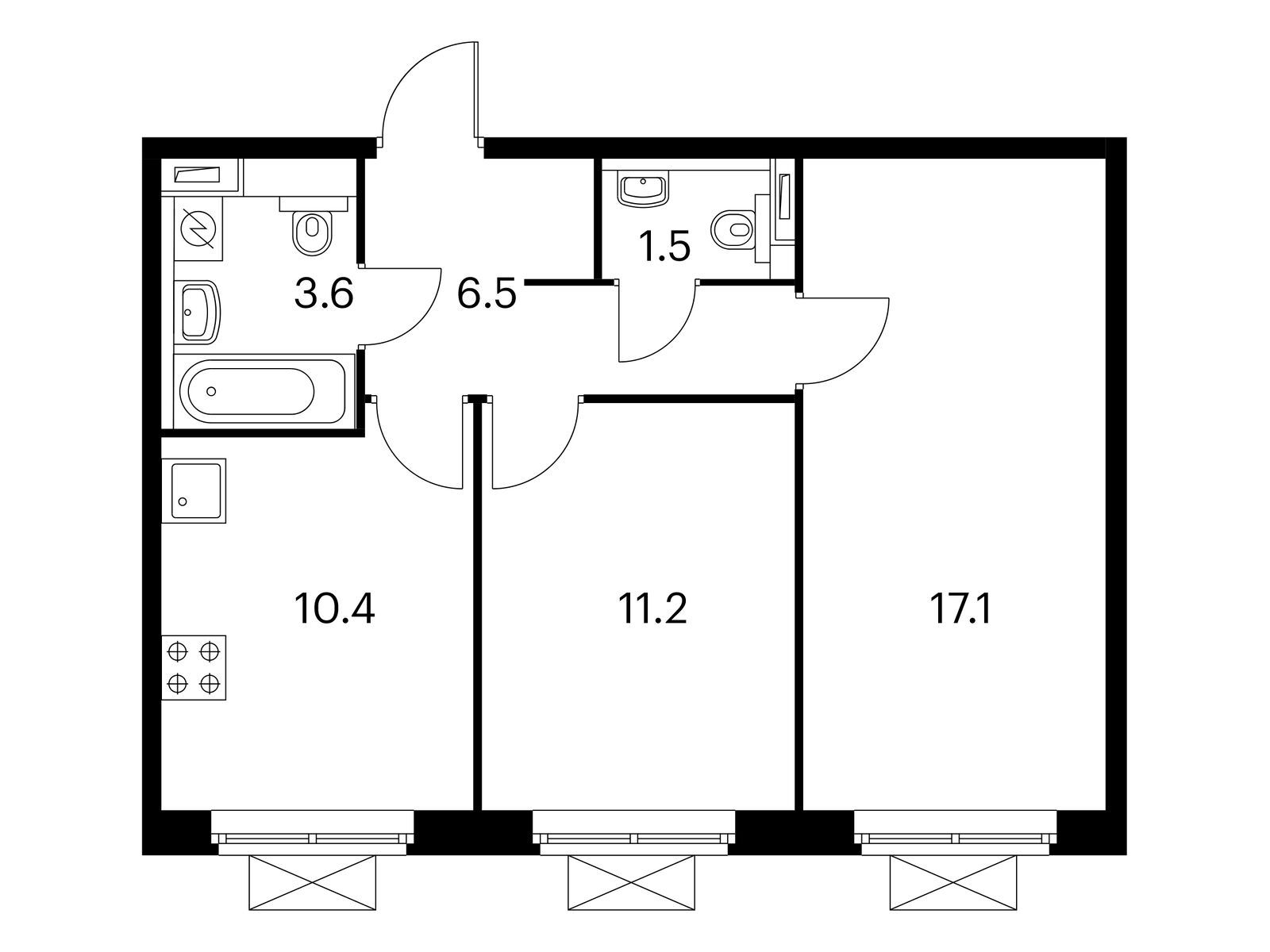 2-комнатная квартира, 50.3 кв.м, Мякинино парк 2-комнатная квартира, 50.3 кв.м, Мякинино парк