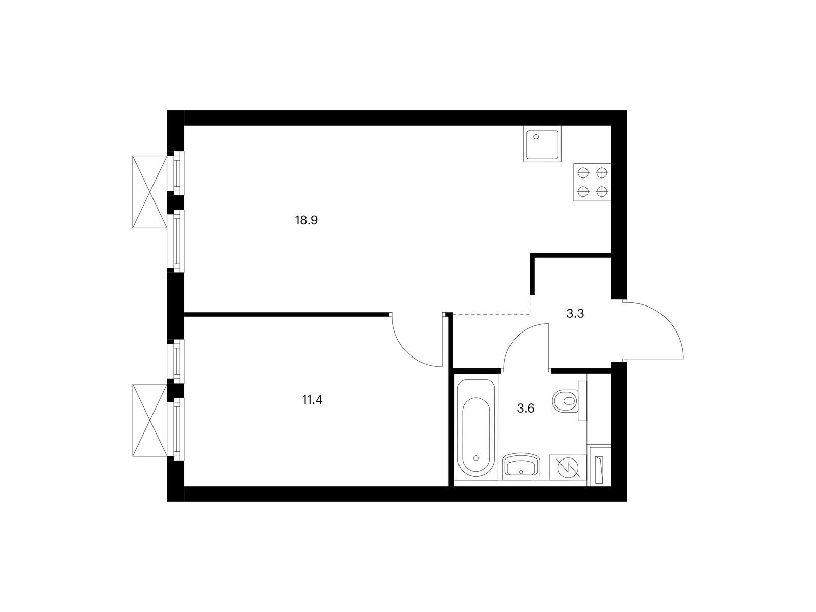 1-комнатная квартира, 37.2 кв.м, Михайловский парк 1-комнатная квартира, 37.2 кв.м, Михайловский парк