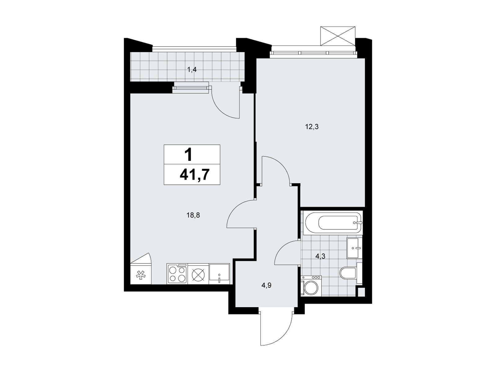 1-комнатная, 41.7 м2, ЖК «Деснаречье» 1-комнатная, 41.7 м2, ЖК «Деснаречье»