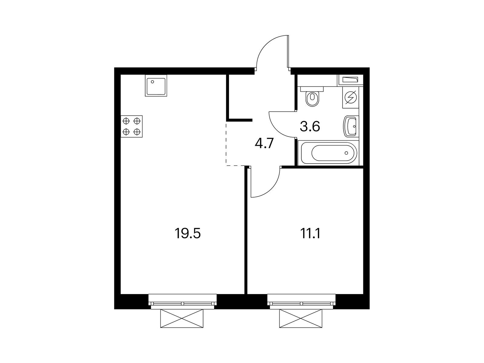 1-комнатная квартира, 38.9 кв.м, Мякинино парк