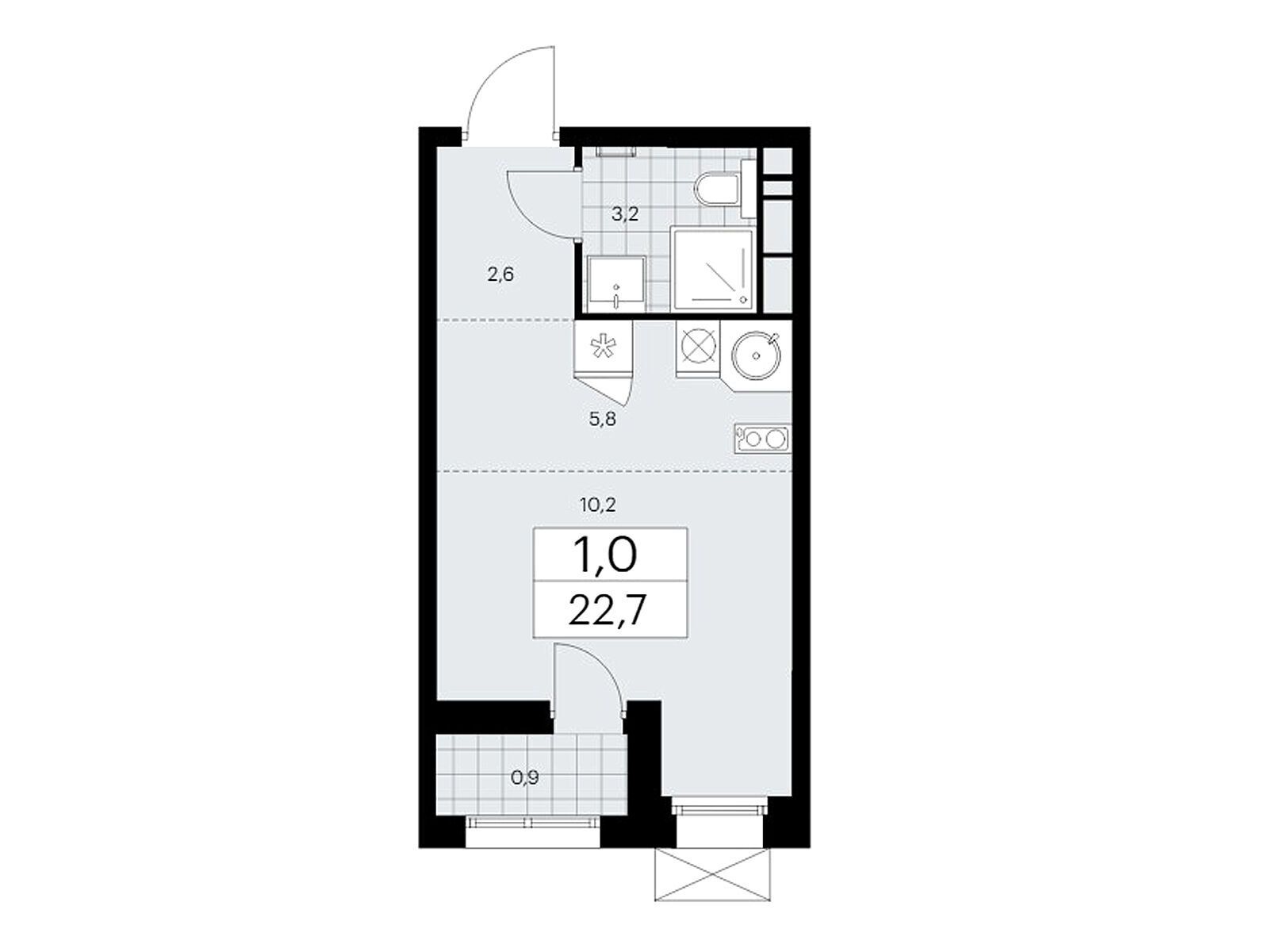 22.5 кв.м, ЖК "Бунинские кварталы"
