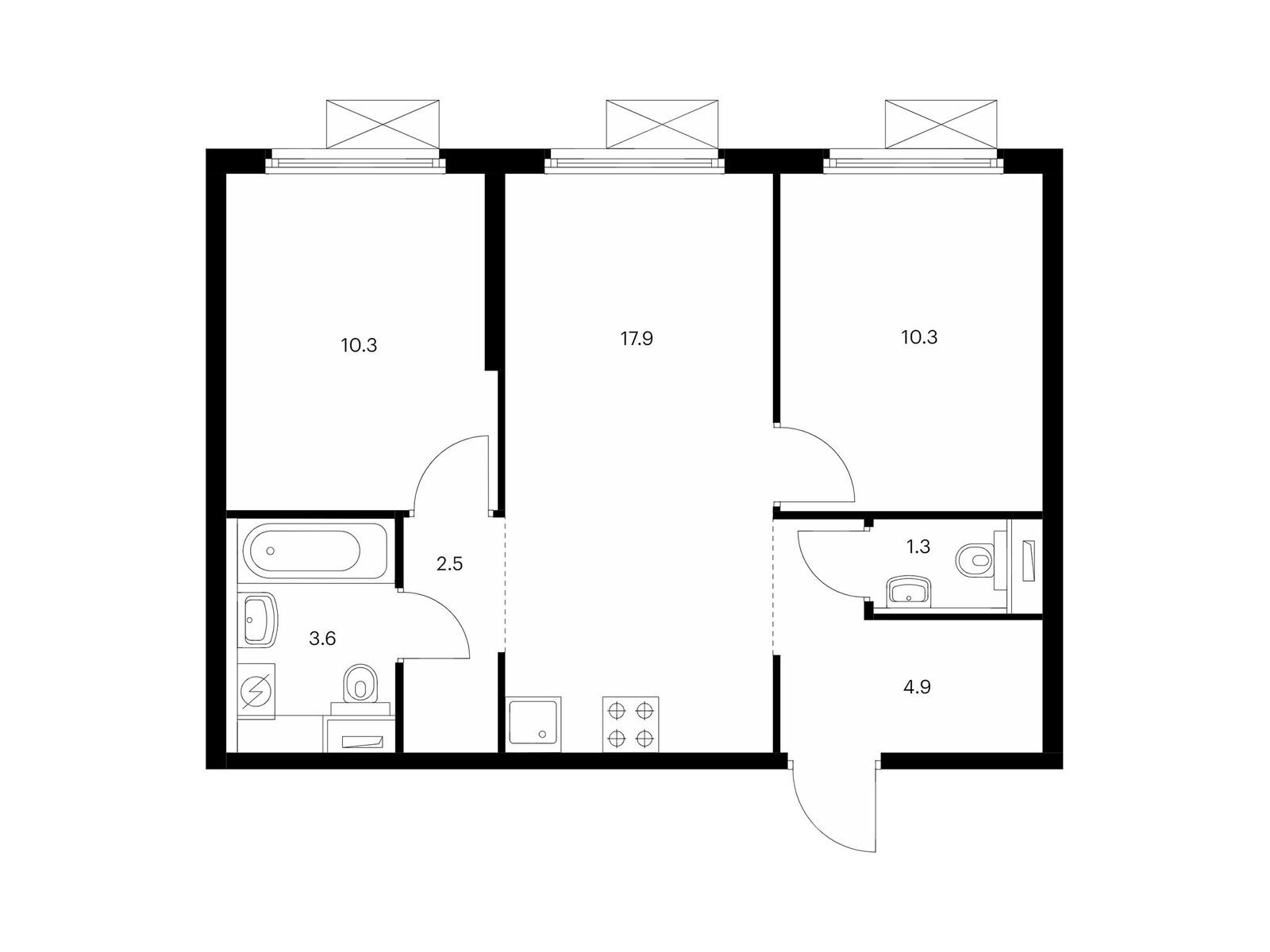 2-комнатная квартира, 50.8 кв.м, Митинский лес