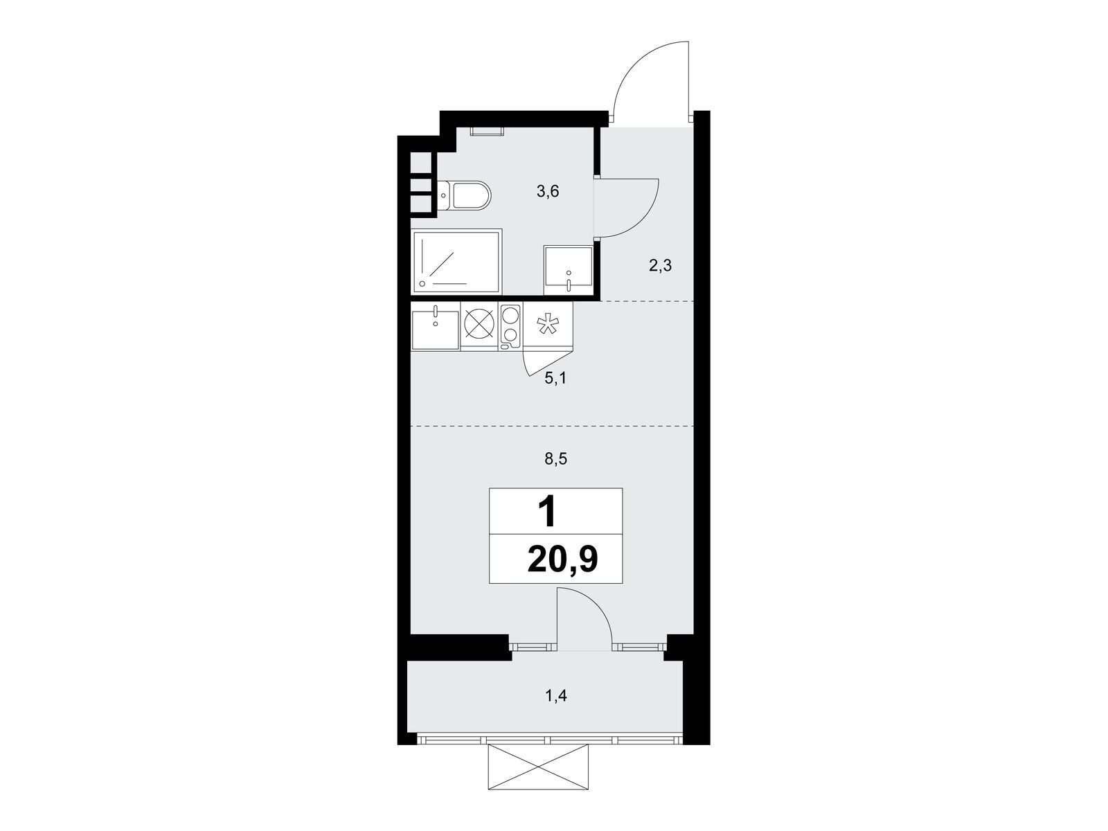 студия, 20.9 м2, ЖК «Деснаречье» студия, 20.9 м2, ЖК «Деснаречье»