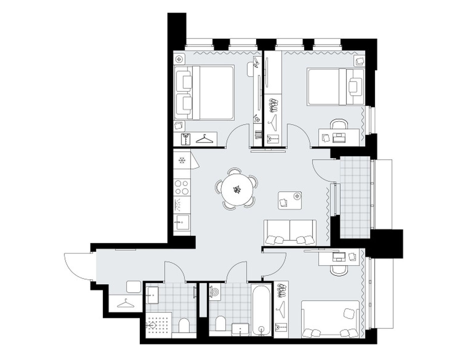 3-комнатная, 66.0 м², 17 этаж из 15, ЖК «Деснаречье» 3-комнатная, 66.0 м², 17 этаж из 15, ЖК «Деснаречье»