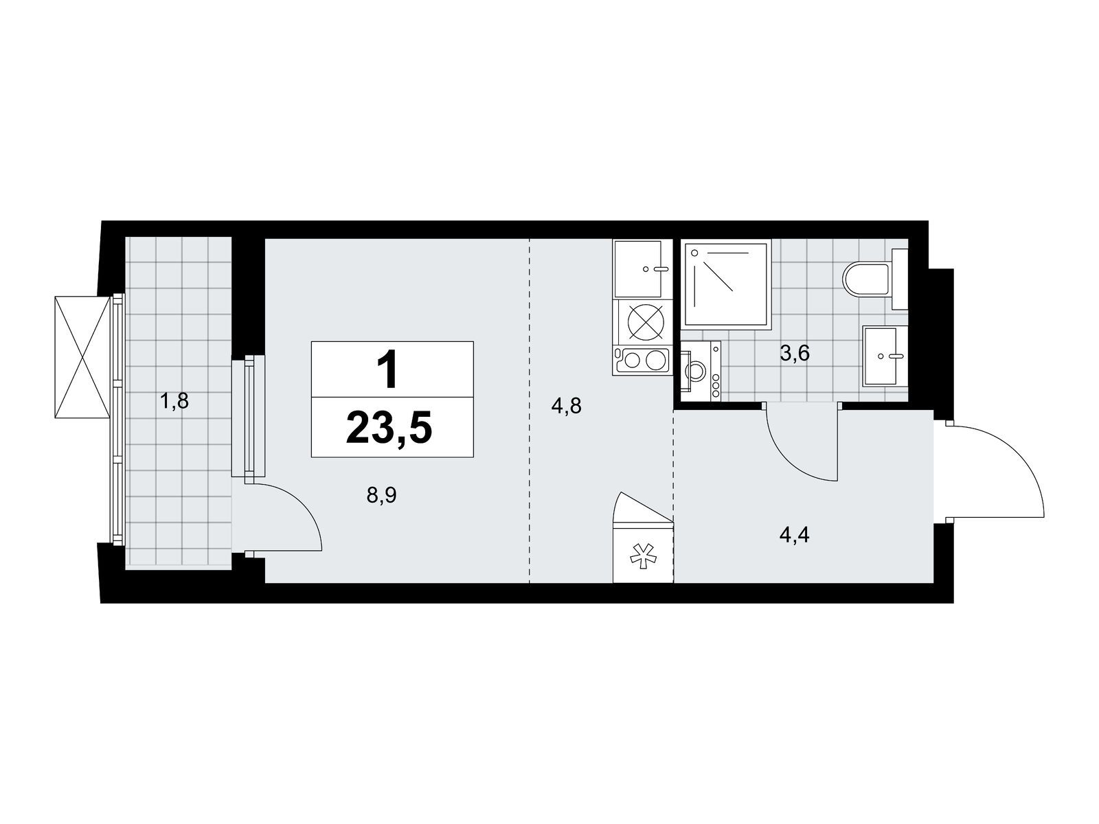 студия, 23.5 м2, ЖК «Дзен-кварталы» студия, 23.5 м2, ЖК «Дзен-кварталы»