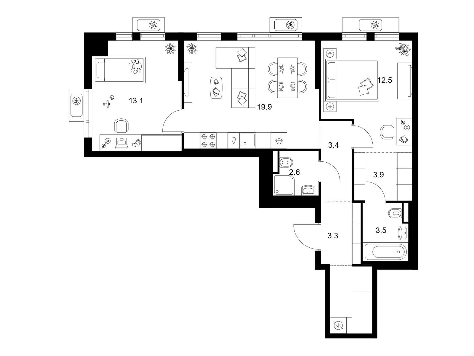 2-комнатная квартира, 66.1 кв.м, Ярославский квартал
