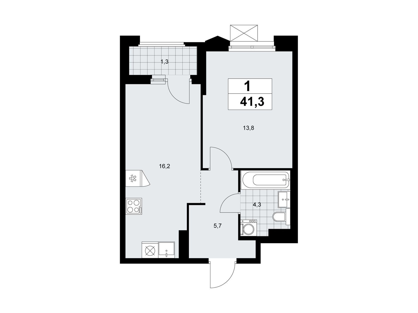 1-комнатная, 41.3 м2, ЖК «Деснаречье» 1-комнатная, 41.3 м2, ЖК «Деснаречье»