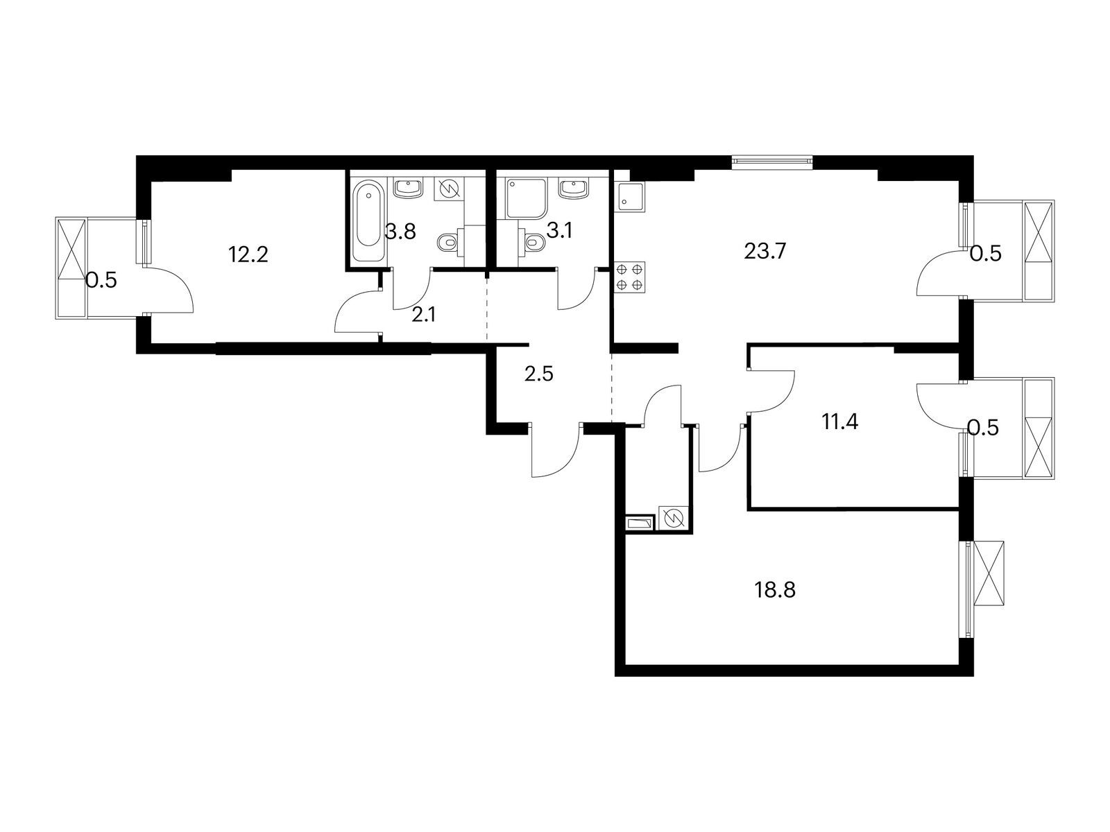 3-комнатная квартира, 85.1 кв.м, Никольские луга
