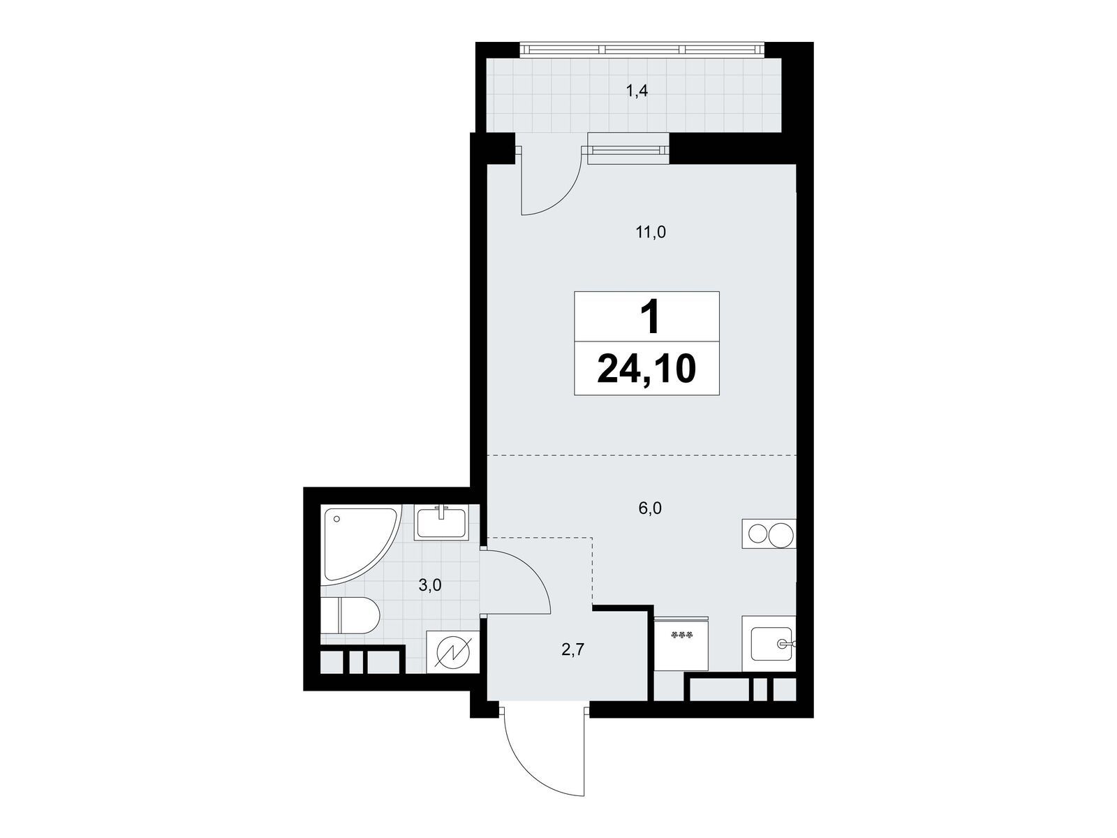 24.1 кв.м, Жилой район "Родные кварталы"