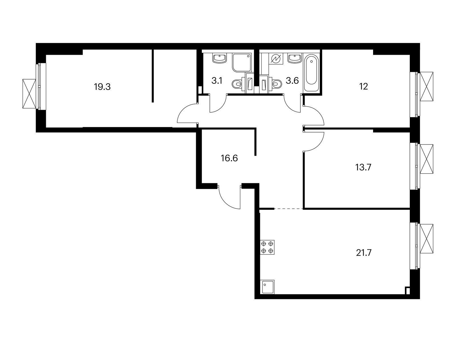 3-комнатная квартира, 90 кв.м, Саларьево парк
