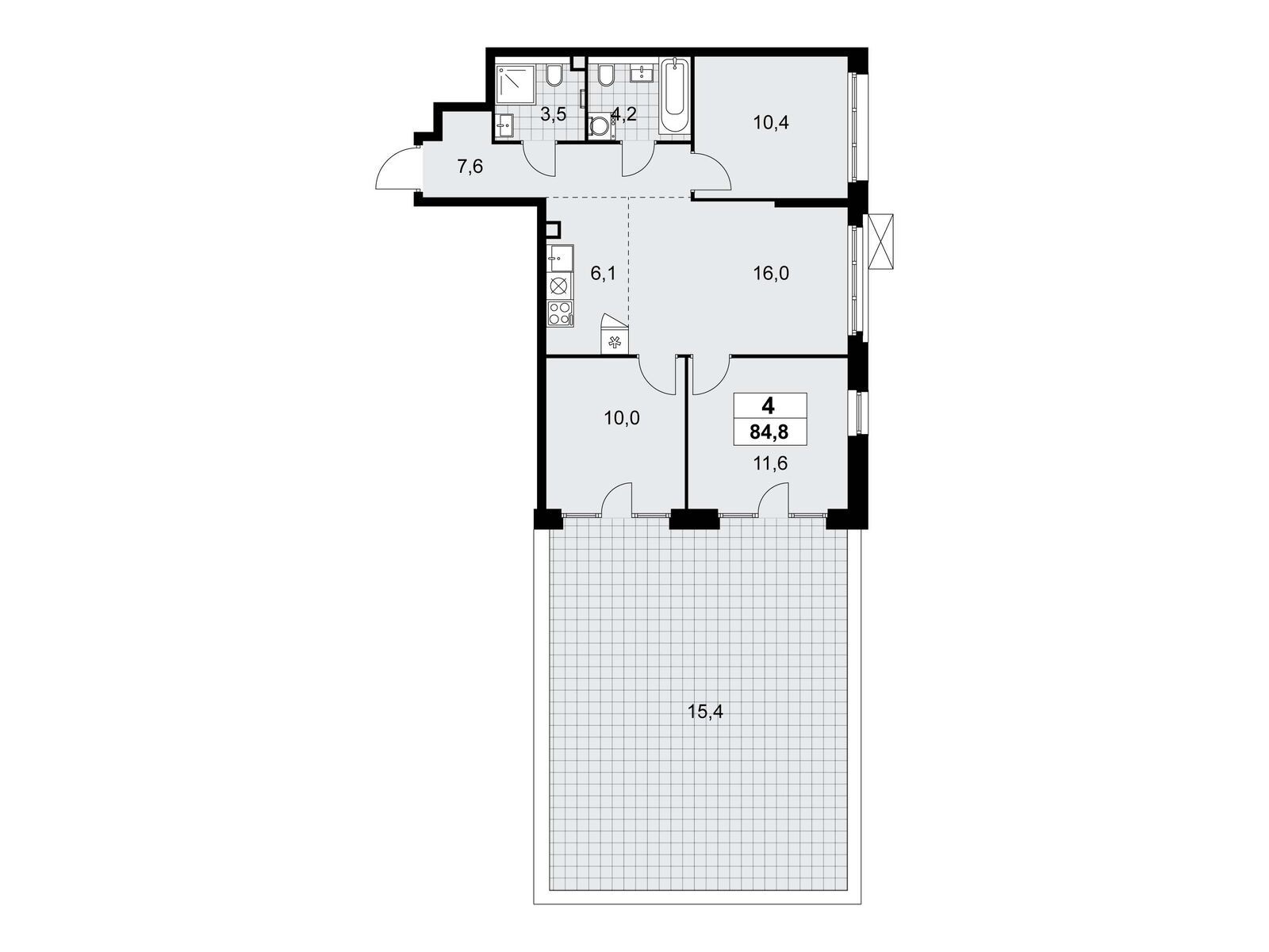 4-комнатная квартира, 84.8 кв.м, ЖК «Деснаречье» 4-комнатная квартира, 84.8 кв.м, ЖК «Деснаречье»