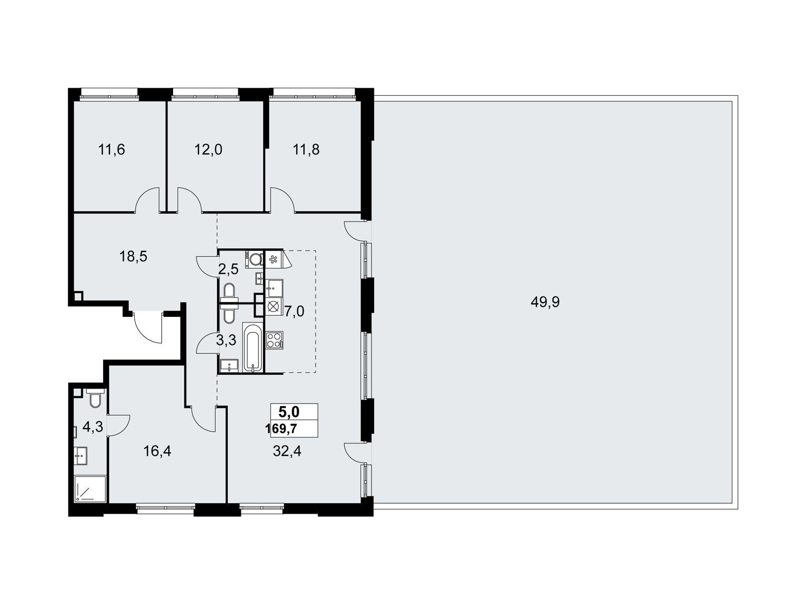 5-комнатная, 169.7 м2, ЖК «Дзен-кварталы» 5-комнатная, 169.7 м2, ЖК «Дзен-кварталы»