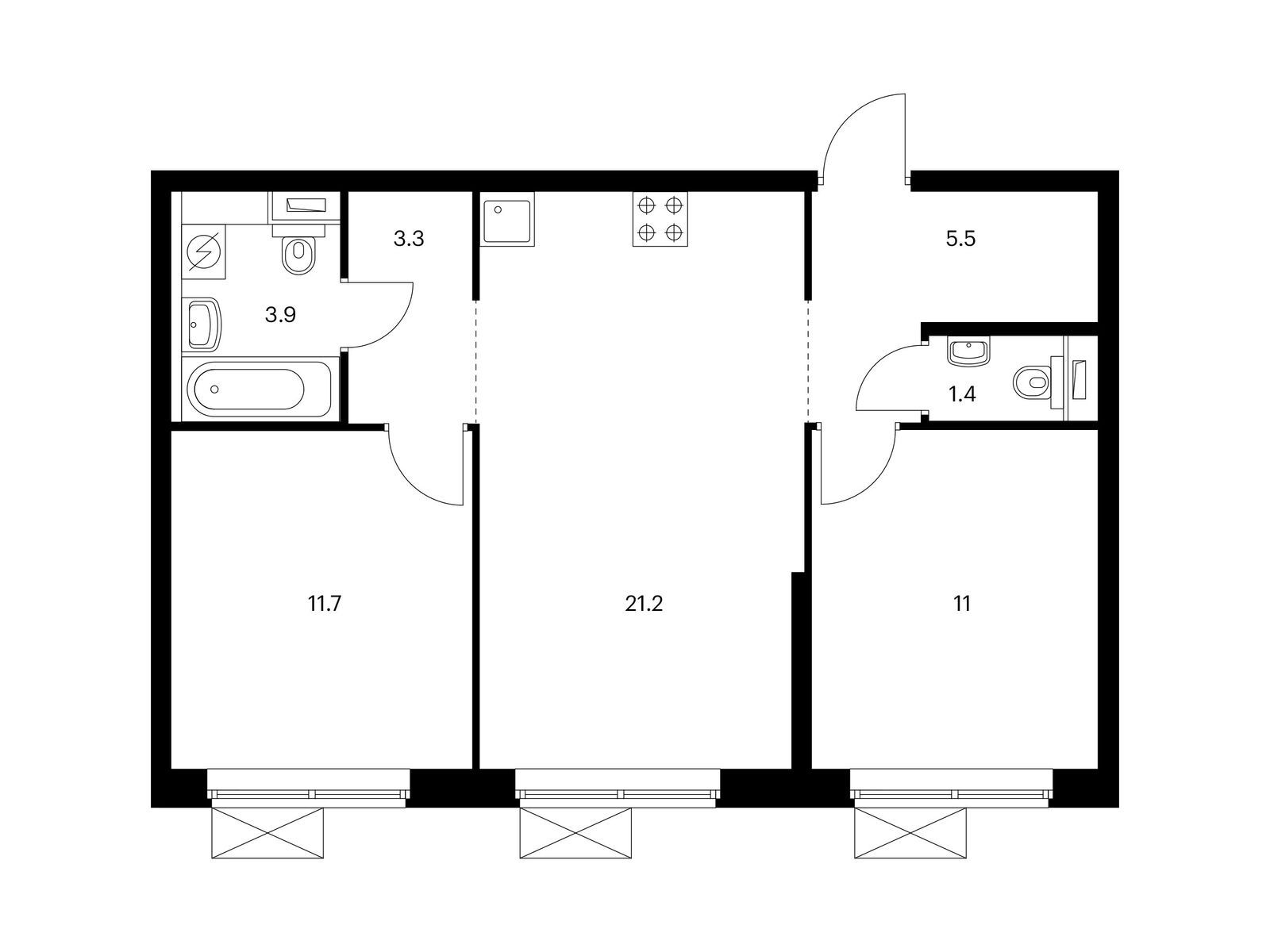 2-комнатная квартира, 58 кв.м, Новое Очаково 2-комнатная квартира, 58 кв.м, Новое Очаково