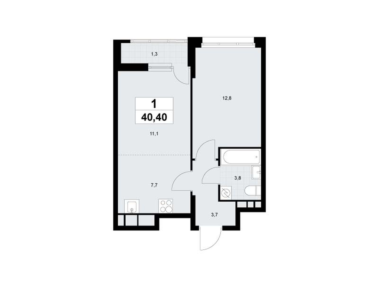 2-комнатная квартира, 40.4 кв.м, ЖК «Родные кварталы» 2-комнатная квартира, 40.4 кв.м, ЖК «Родные кварталы»