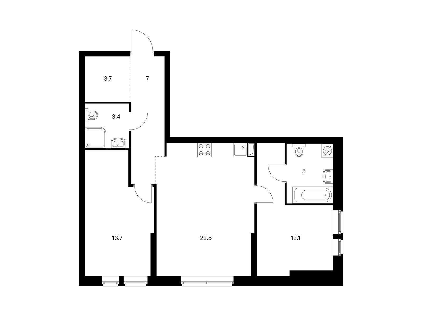 2-комнатная квартира, 67.4 кв.м, Кронштадтский 9