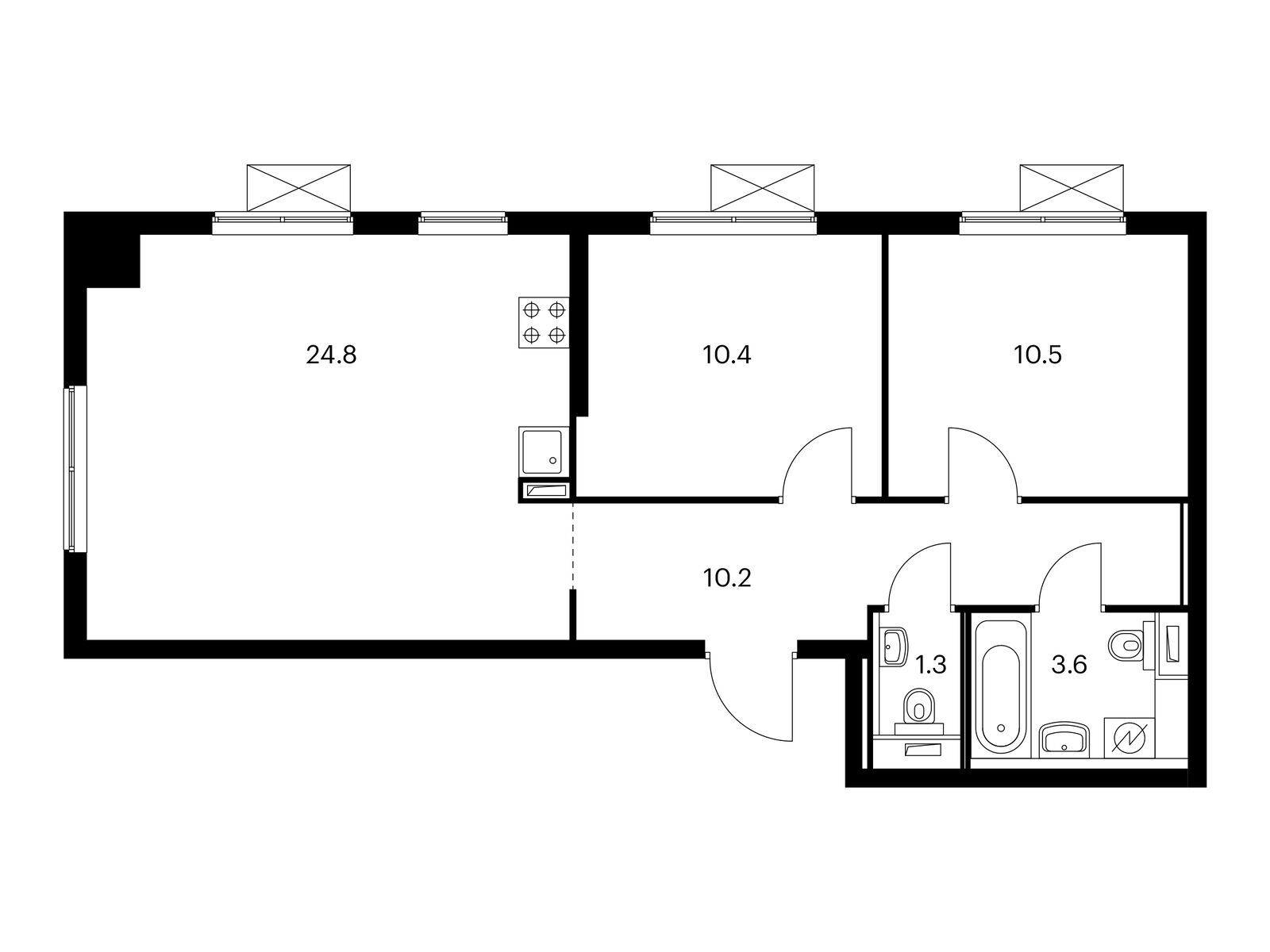 2-комнатная квартира, 60.8 кв.м, Большая Очаковская 2