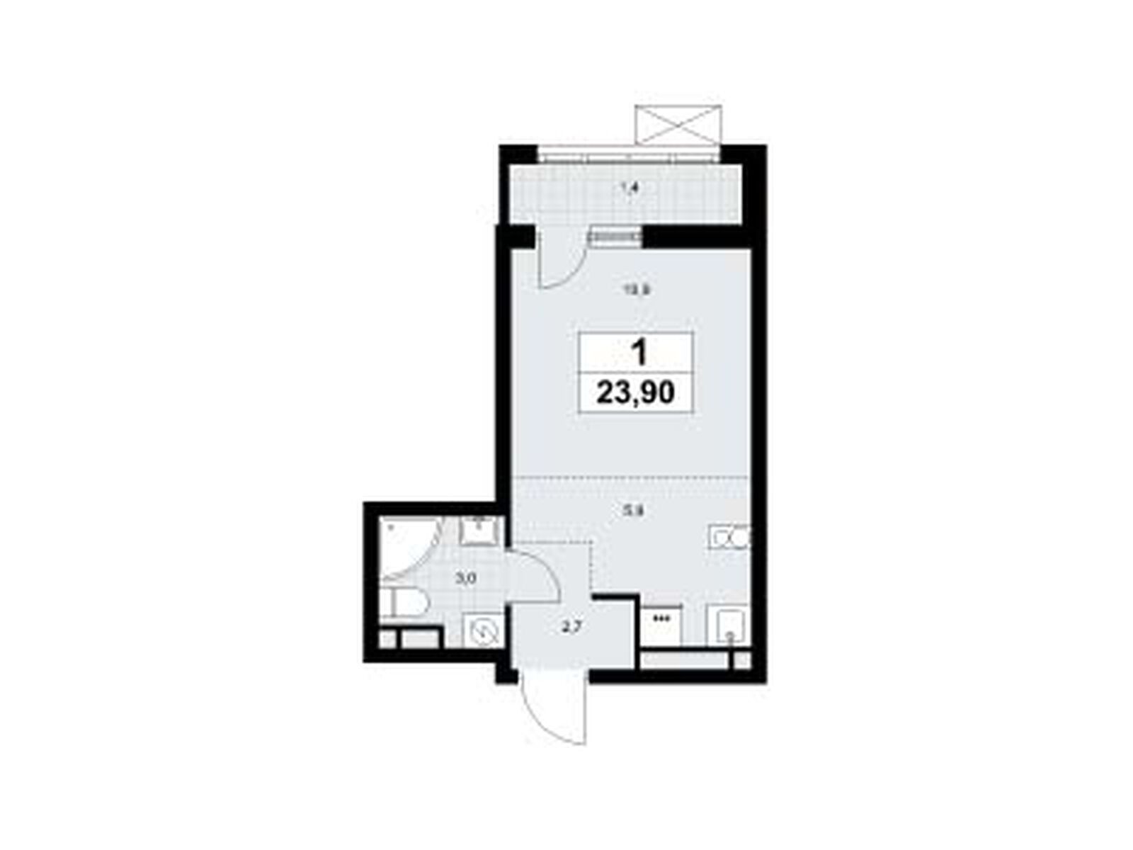 23.9 кв.м, ЖК «Родные кварталы» 23.9 кв.м, ЖК «Родные кварталы»