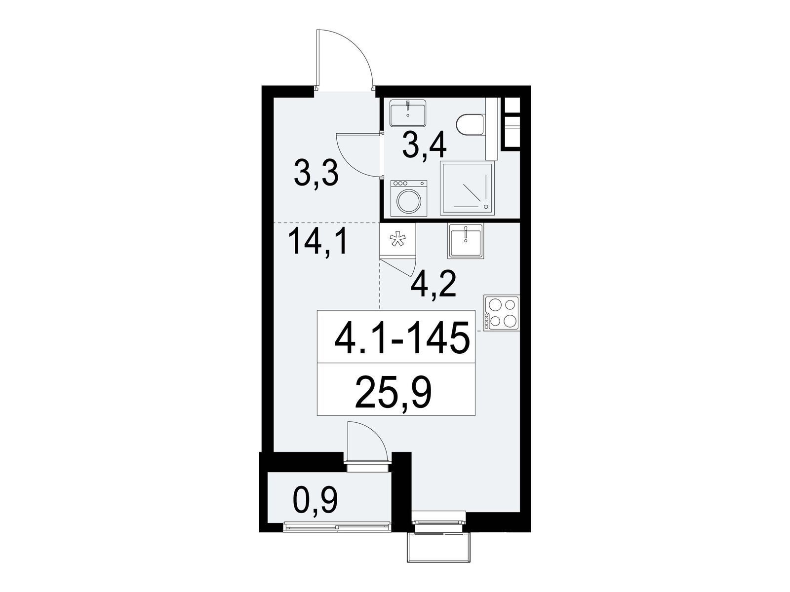 студия, 25.9 м2, ЖК «Южные сады» студия, 25.9 м2, ЖК «Южные сады»
