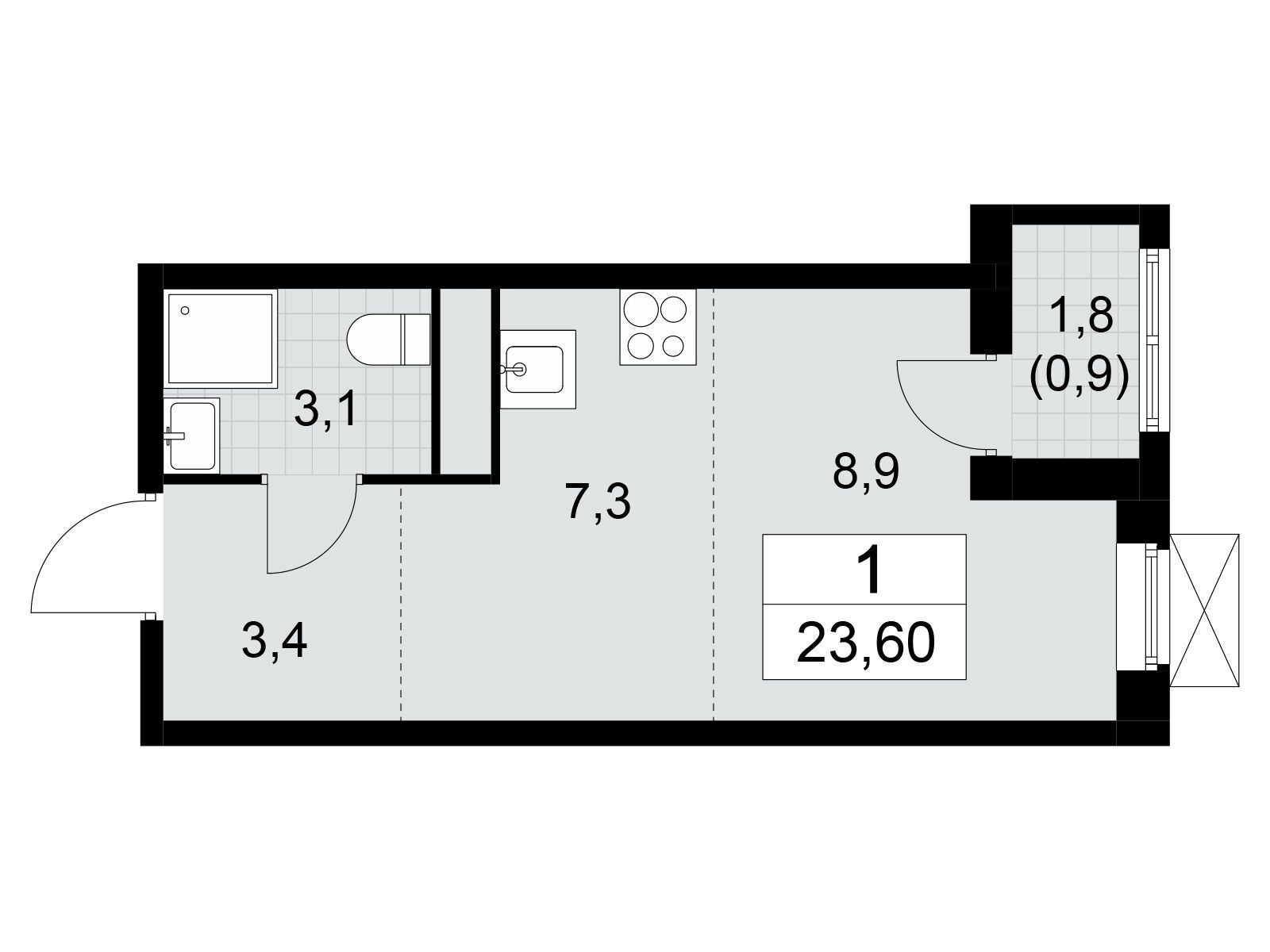 студия, 23.6 м2, ЖК «Прокшино» студия, 23.6 м2, ЖК «Прокшино»