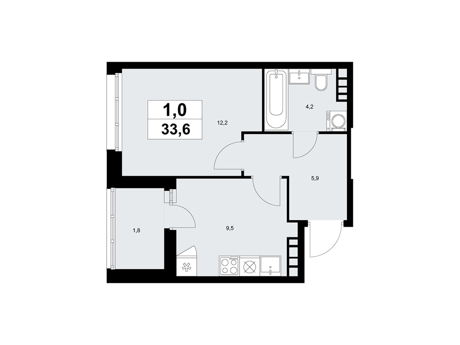 1-комнатная, 33.5 м2, ЖК «Дзен-кварталы» 1-комнатная, 33.5 м2, ЖК «Дзен-кварталы»