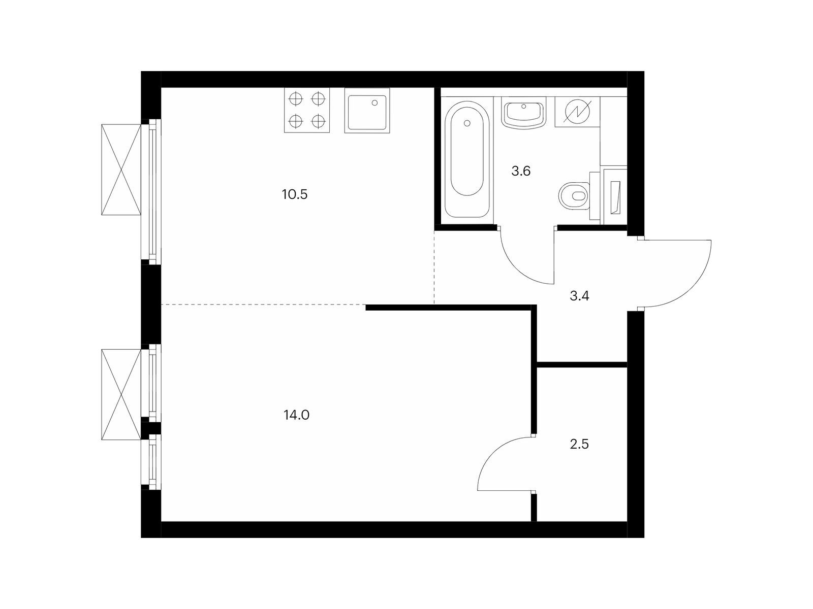 1-комнатная квартира, 34 кв.м, Митинский лес