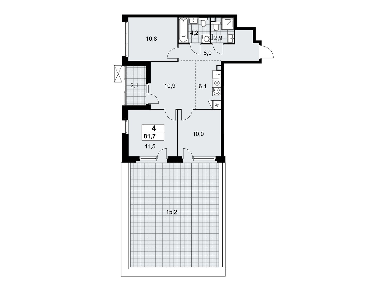 4-комнатная квартира, 81.7 кв.м, ЖК «Скандинавия»