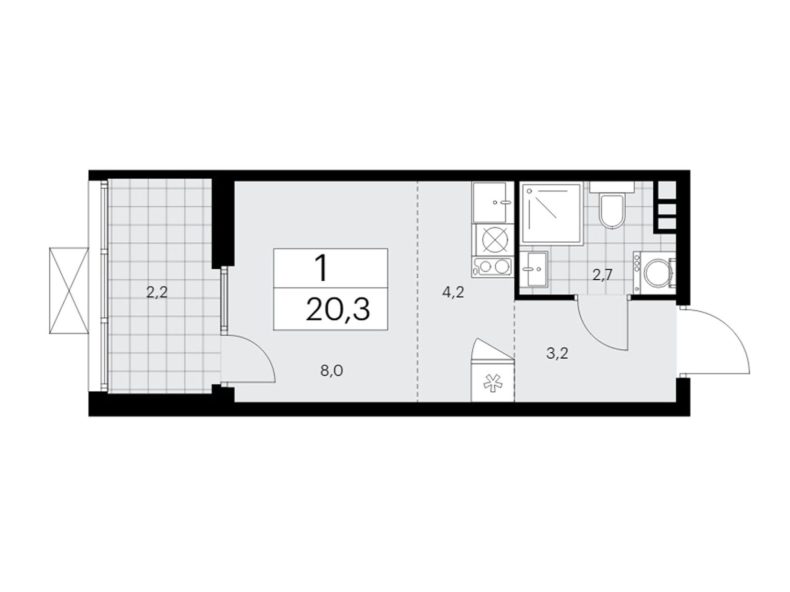 студия, 20.3 м2, ЖК «Деснаречье» студия, 20.3 м2, ЖК «Деснаречье»
