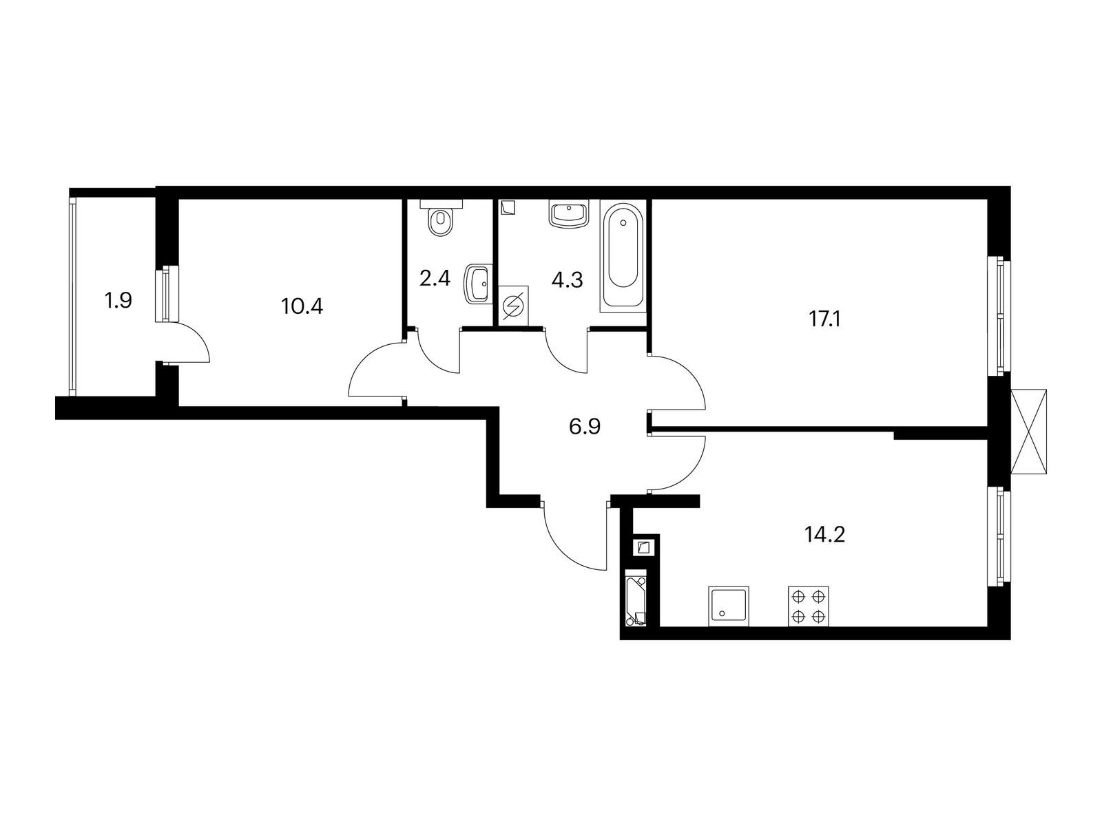 2-комнатная квартира, 57.2 кв.м, Митинский лес