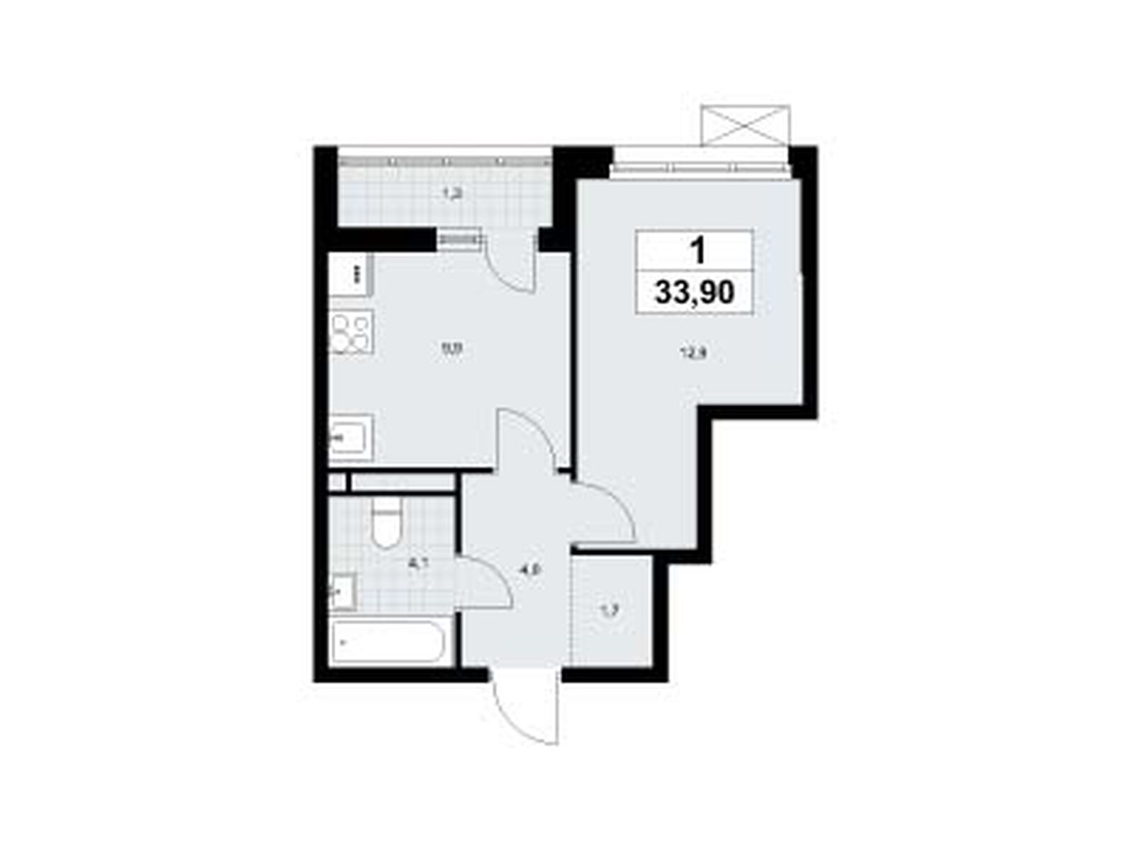 1-комнатная квартира, 33.9 кв.м, ЖК «Родные кварталы» 1-комнатная квартира, 33.9 кв.м, ЖК «Родные кварталы»