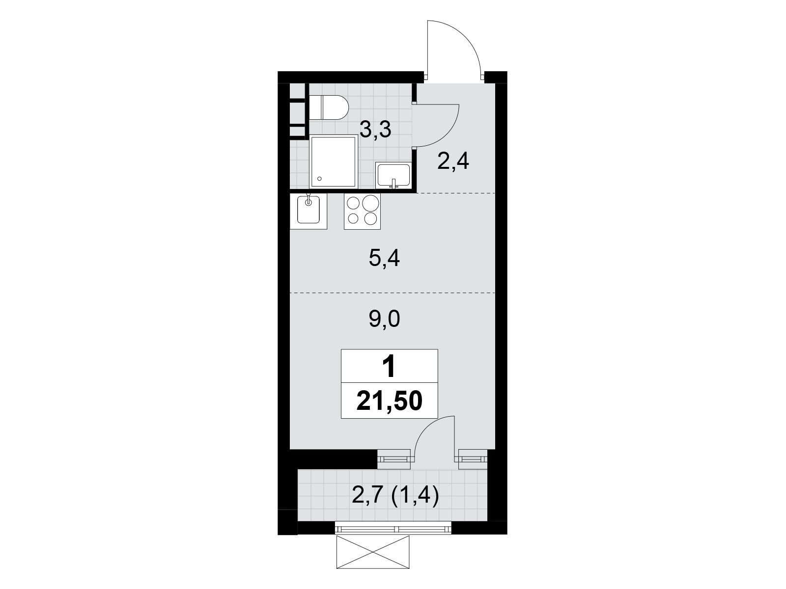 студия, 21.4 м2, ЖК «Прокшино»