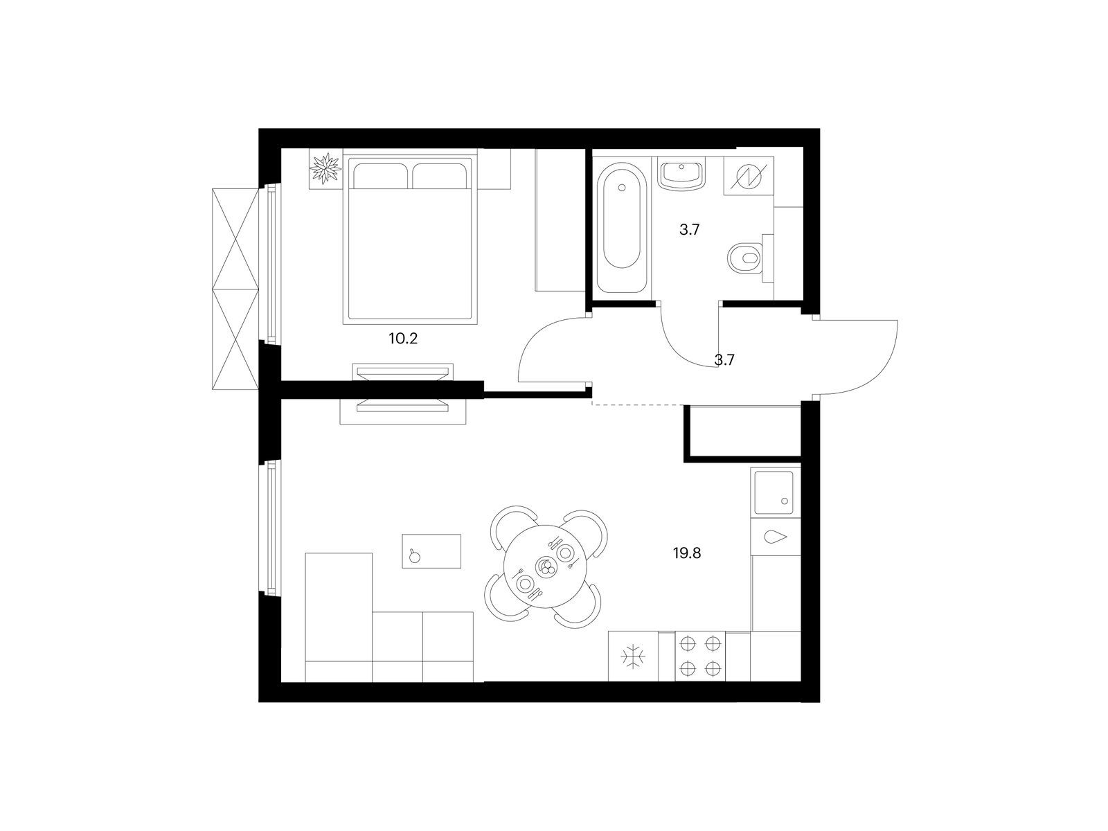 1-комнатная квартира, 37.4 кв.м, Ярославский квартал
