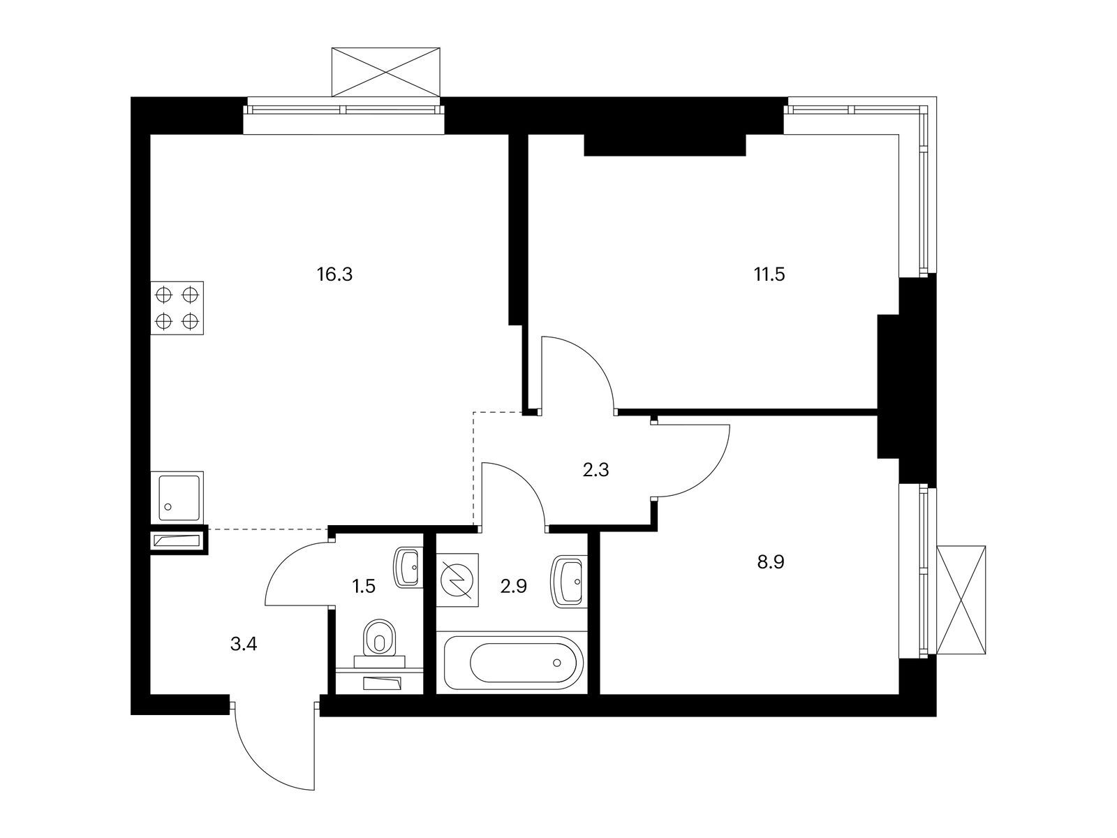 2-комнатная квартира, 46.8 кв.м, Новое Очаково 2-комнатная квартира, 46.8 кв.м, Новое Очаково