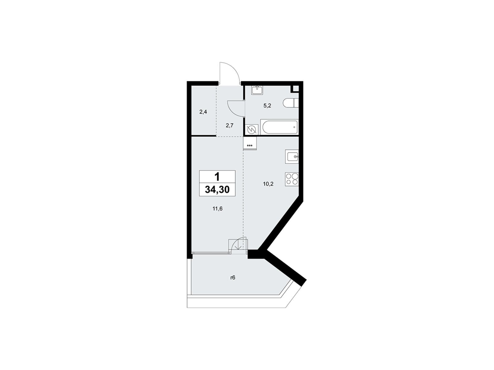 34.3 кв.м, «Дом на Зорге» 34.3 кв.м, «Дом на Зорге»