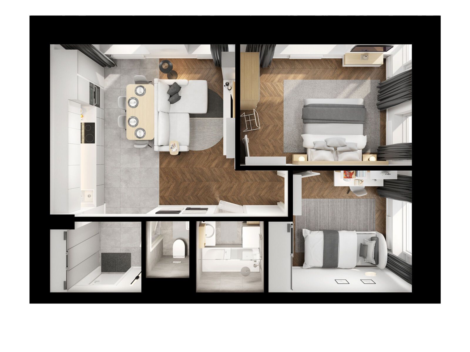 2-комнатная квартира, 55 кв.м, Полар