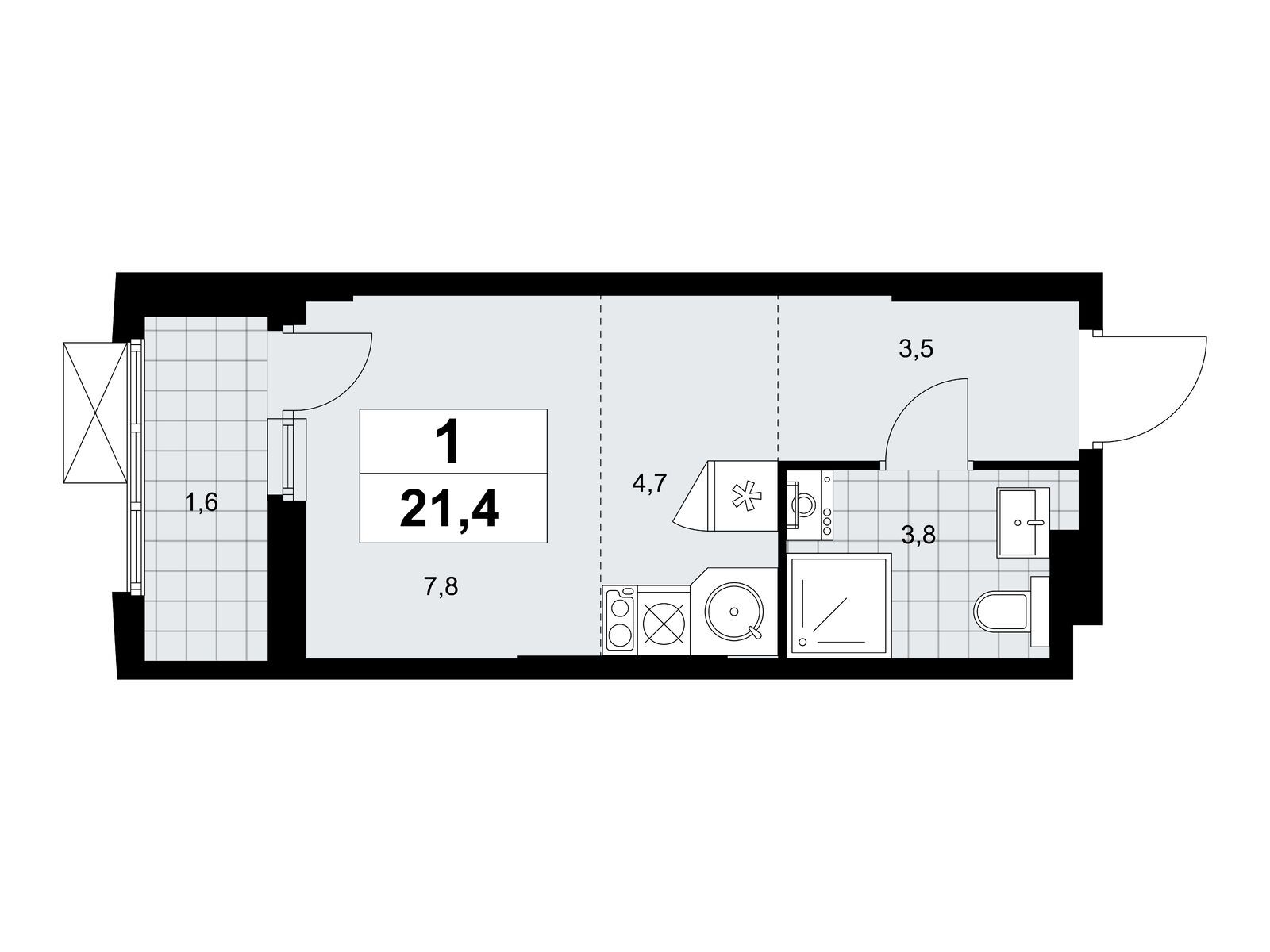 студия, 21.4 м2, ЖК «Дзен-кварталы» студия, 21.4 м2, ЖК «Дзен-кварталы»