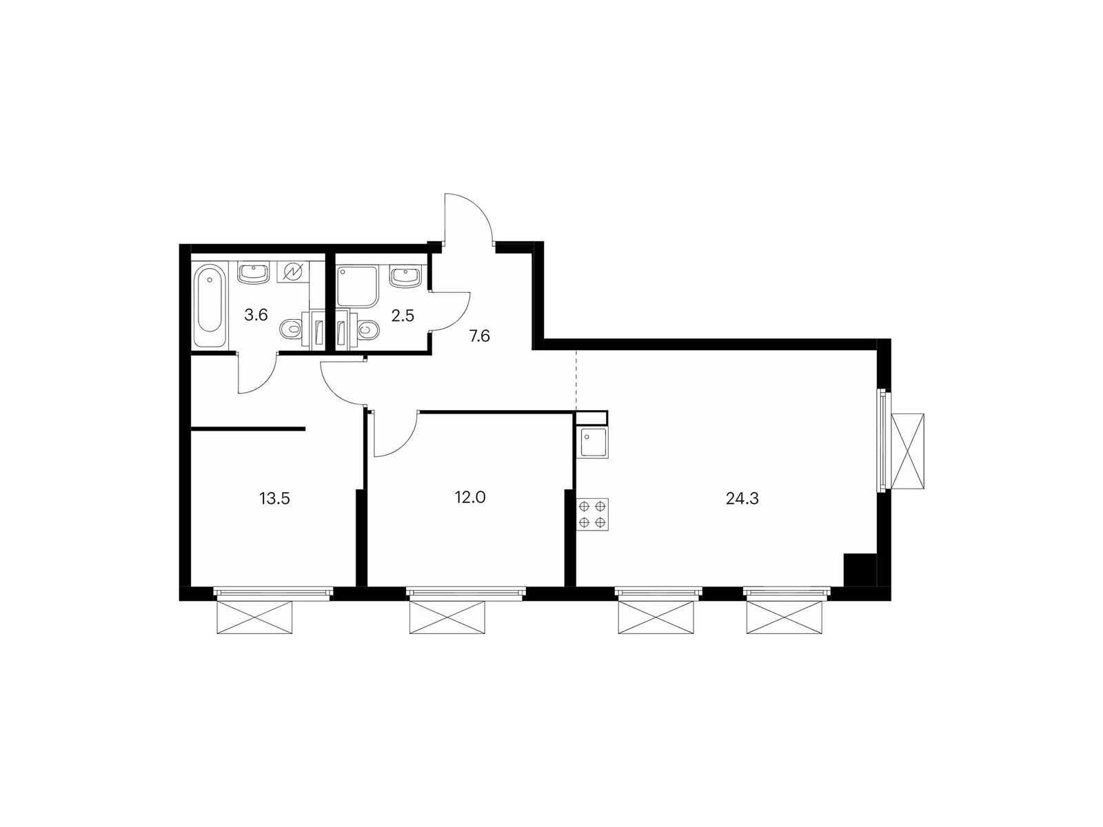 2-комнатная квартира, 63.5 кв.м, Митинский лес