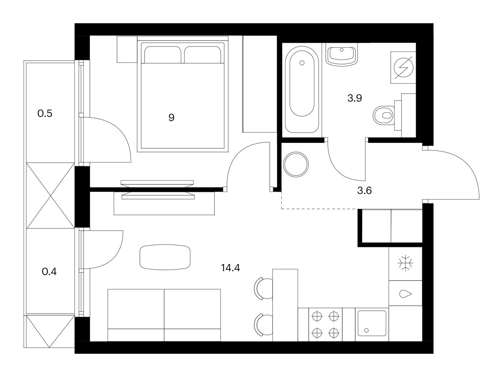 1-комнатная квартира, 31.8 кв.м, Никольские луга