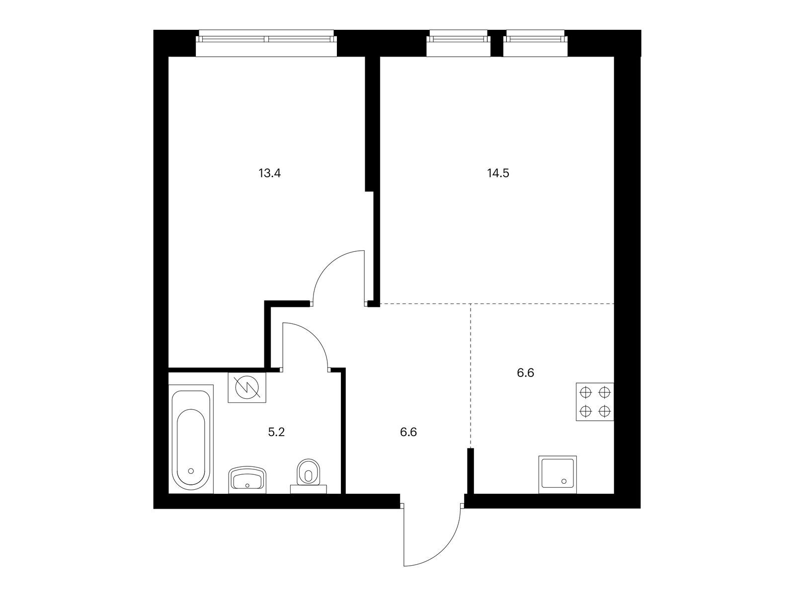 1-комнатная квартира, 46.3 кв.м, Кронштадтский 9