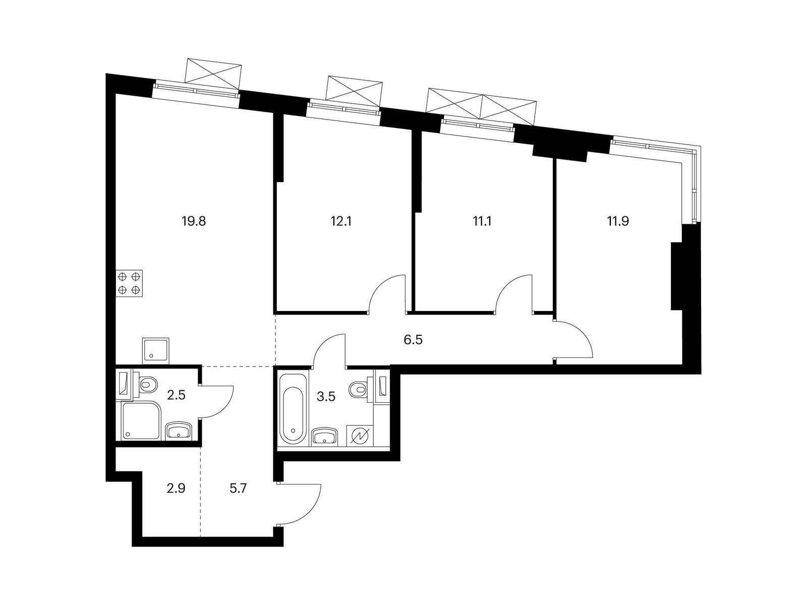 3-комнатная квартира, 76 кв.м, Новое Очаково