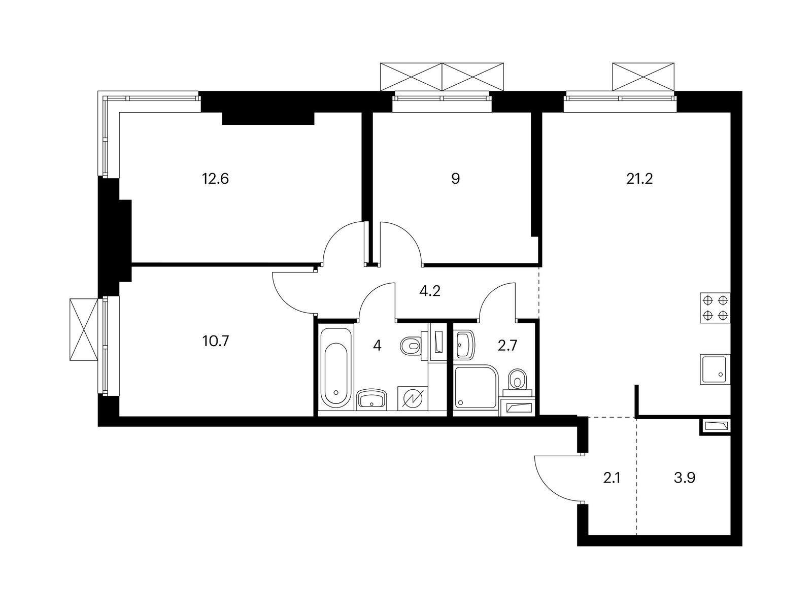 3-комнатная квартира, 70.4 кв.м, Новое Очаково