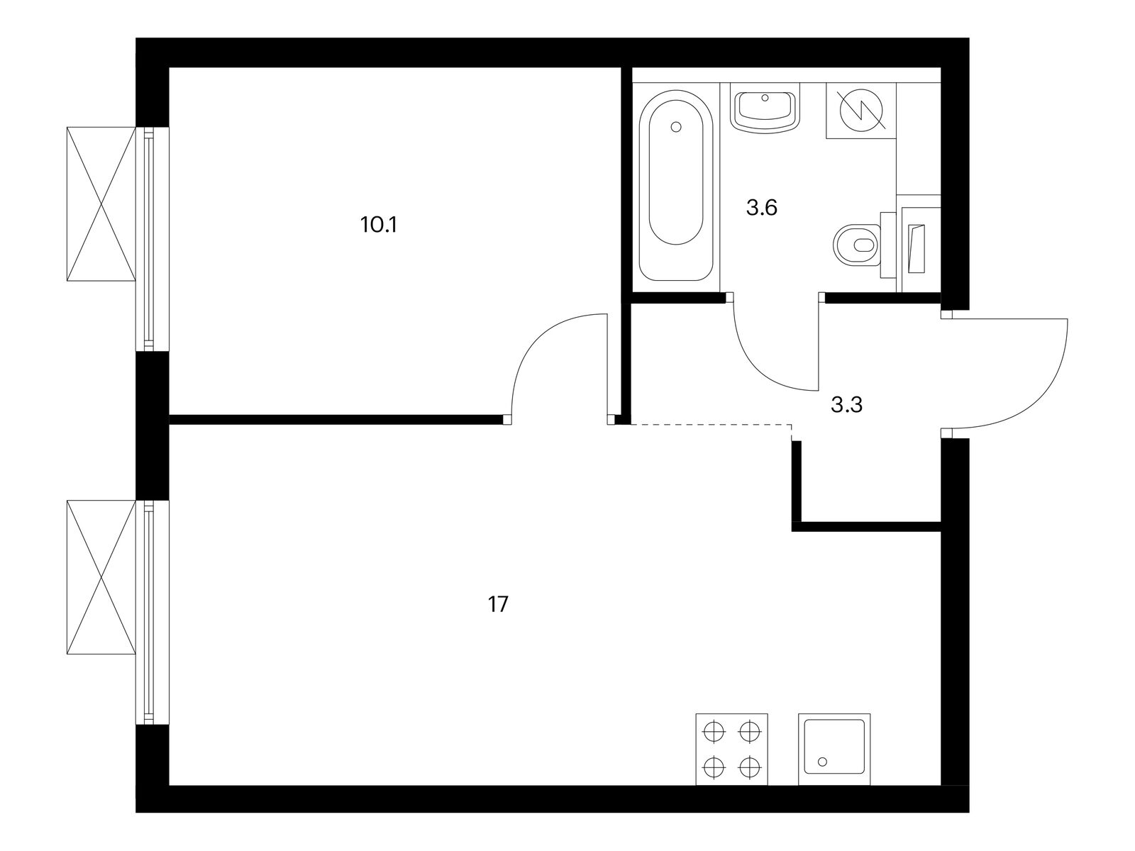 1-комнатная квартира, 34 кв.м, Восточное Бутово