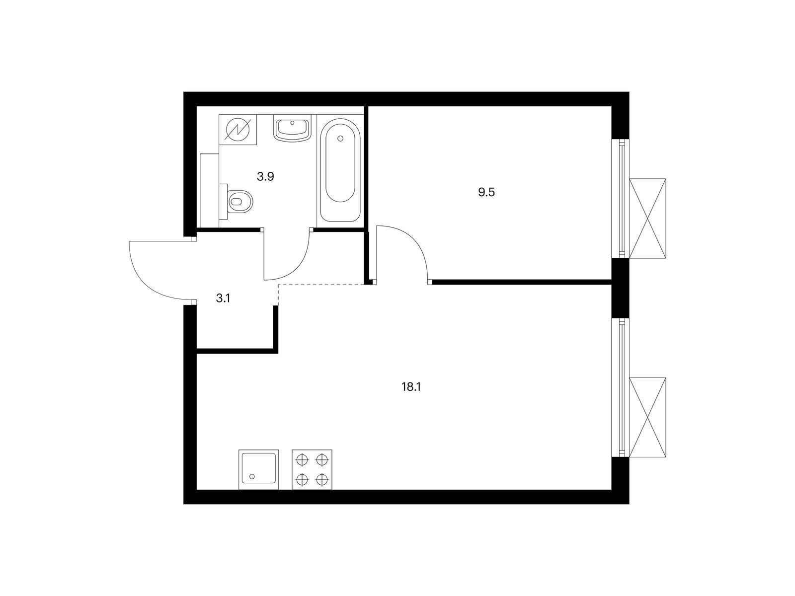 1-комнатная квартира, 34.6 кв.м, Люблинский парк 1-комнатная квартира, 34.6 кв.м, Люблинский парк